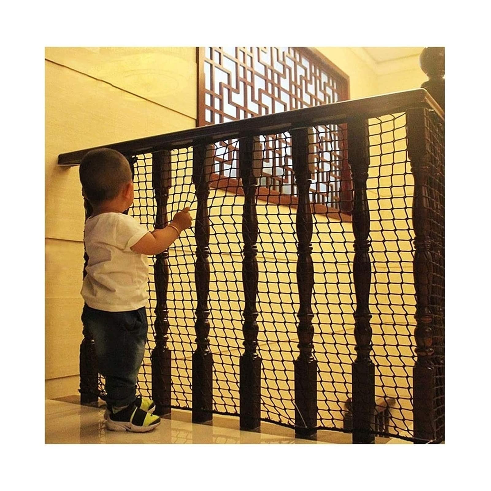 Filet d'escalade en nylon noir multifonctionnel pour la protection du jardin et des escaliers