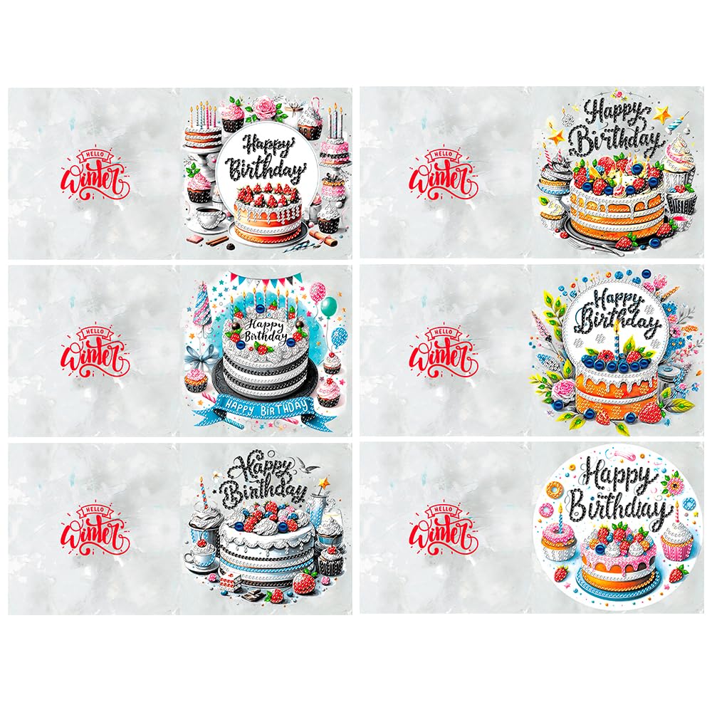 6pcs Diamond Painting Greeting Card Kit, Beginner DIY Diamond Painting Kit, Sparkling Mosaic Gems, Happy Birthday Greeting Theme, Heart And * For * * Family, Friends, And Elders, A Gift For Friends
