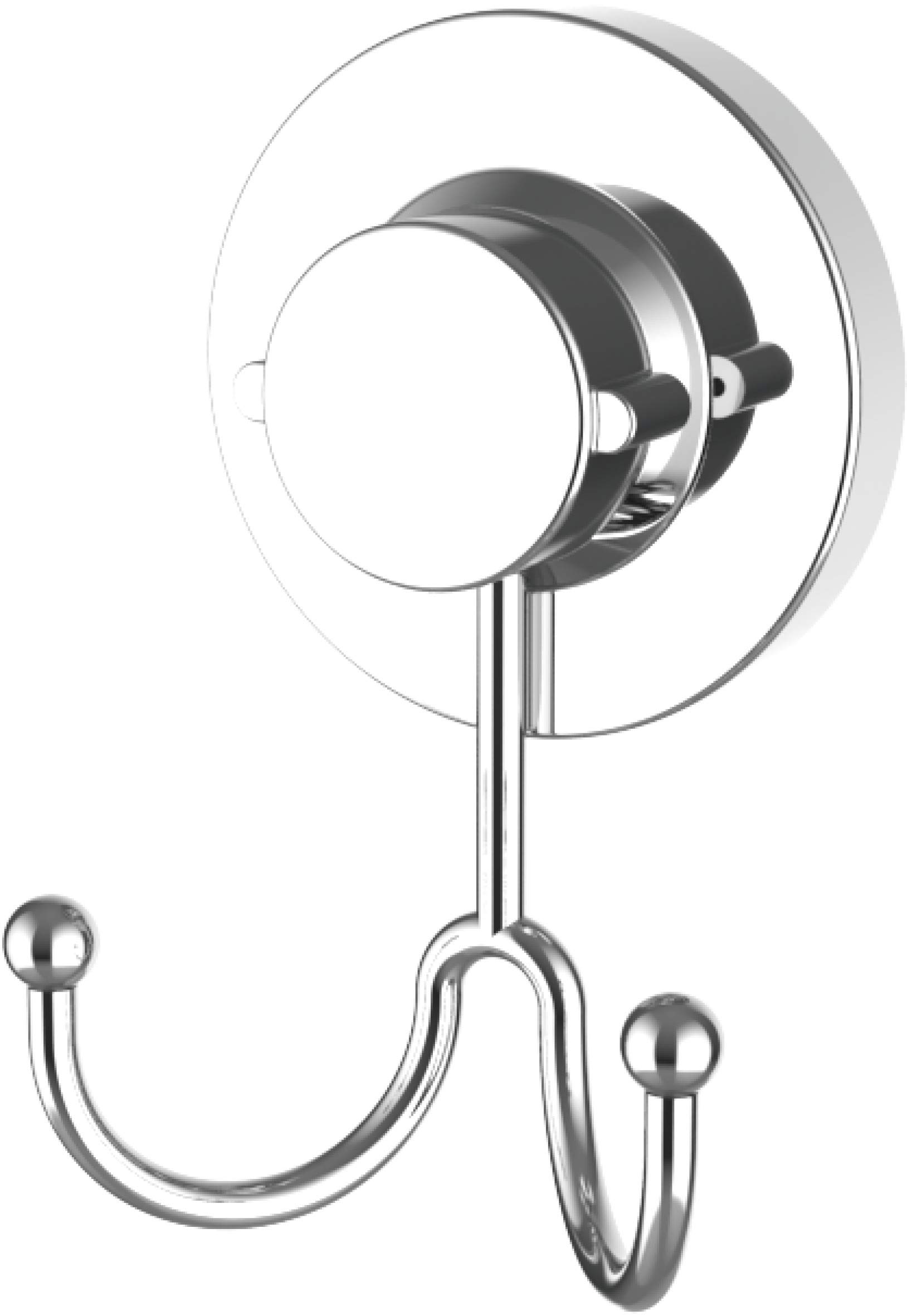 Cornat Handtuchhaken 3 in 1 - Doppelhaken - 3 verschiedene Befestigungsoptionen mit Saugnapf, Klebepad & Bohren - Verchromt