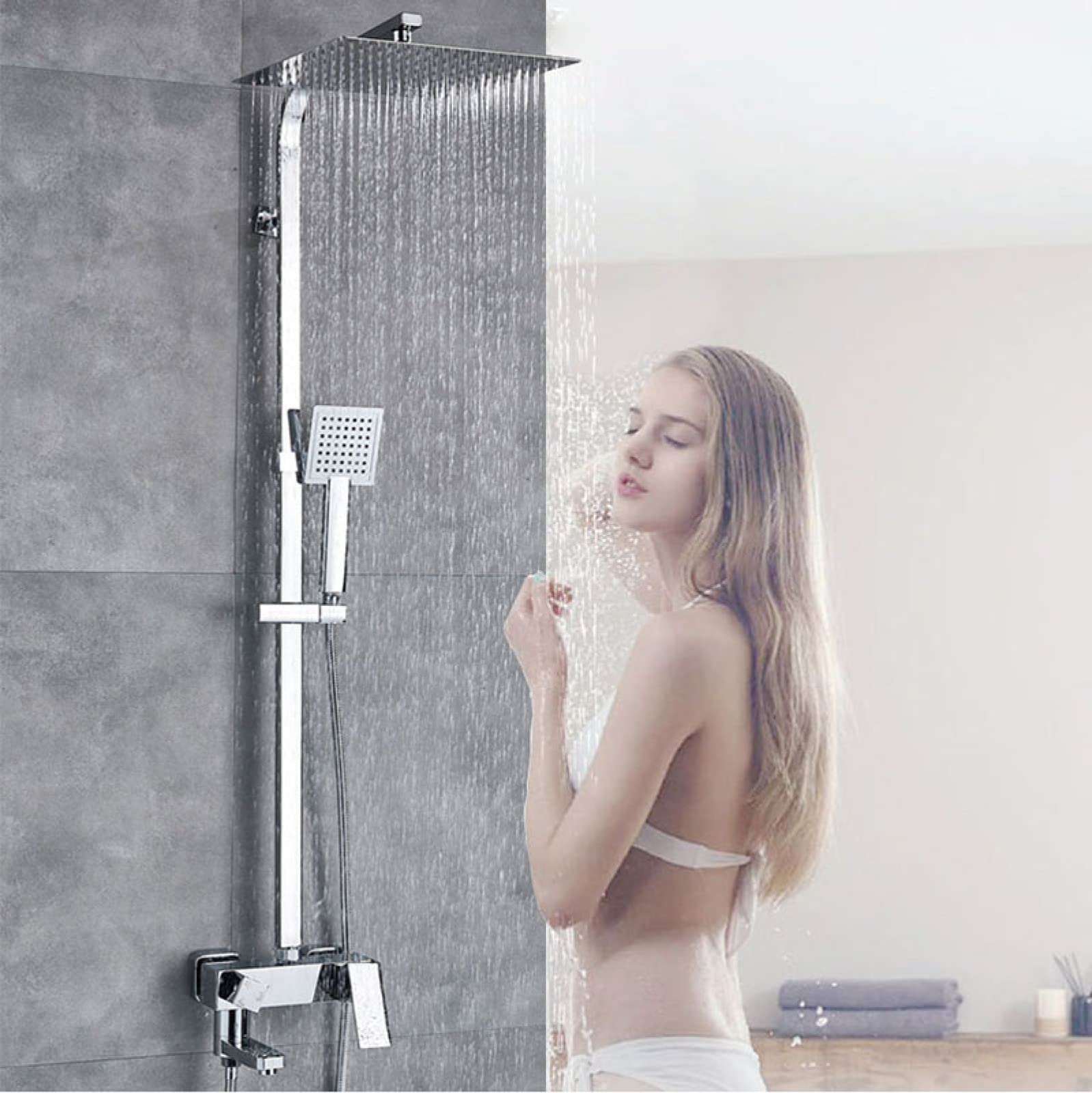 Robinet de douche effet pluie avec mitigeur bain pour salle de bain zen