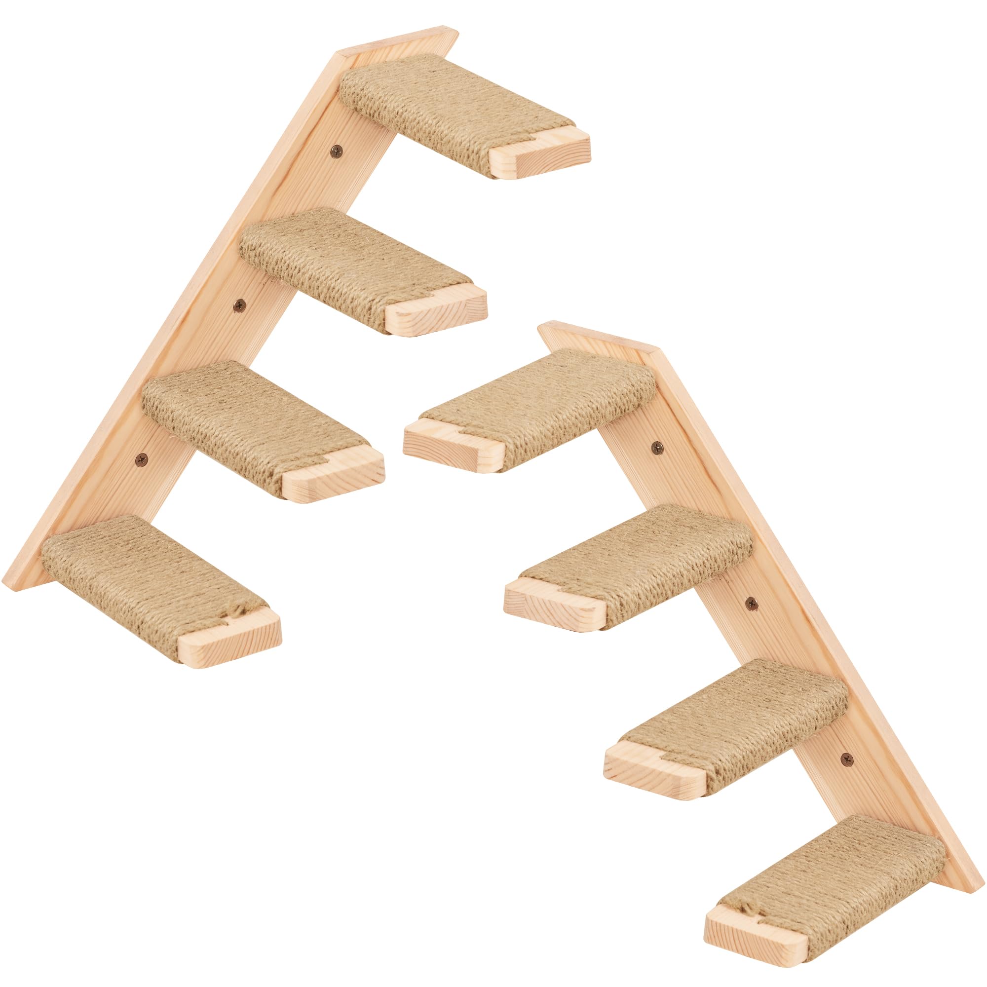2er-Pack Katzentreppe 4 Stufen, Katzentreppe Wand, Kletterwand für Katzen, Katzenleiter mit Juteseil, Wandmontage Katzenmöbel DIY Kletterwand Katzen Umkehrbare Links und Rechtsausrichtung