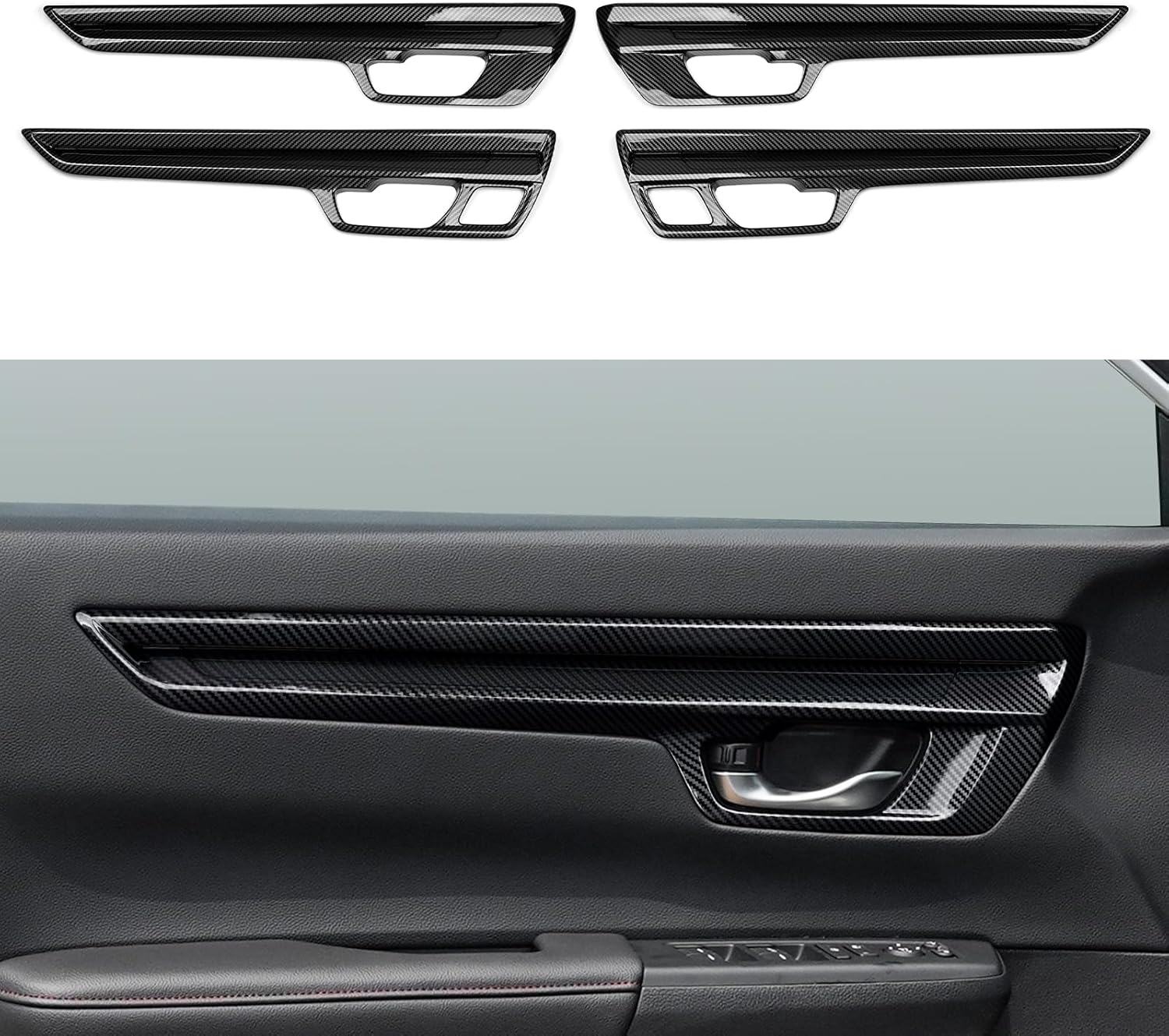 Car Door Bowl Inner Handle Cover Decals for Honda CR-V 2023 2024 2025 Accessories CRV ABS Carbon Fiber Interior Stickers Inner Handle Bowl