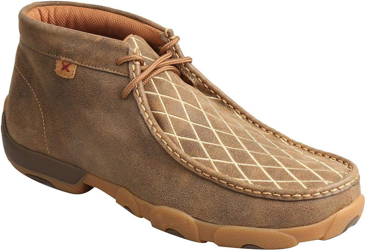 Twisted X Men's Chukka Driving Moc Boot, Light Brown & Embroidered Vamp, 7 W