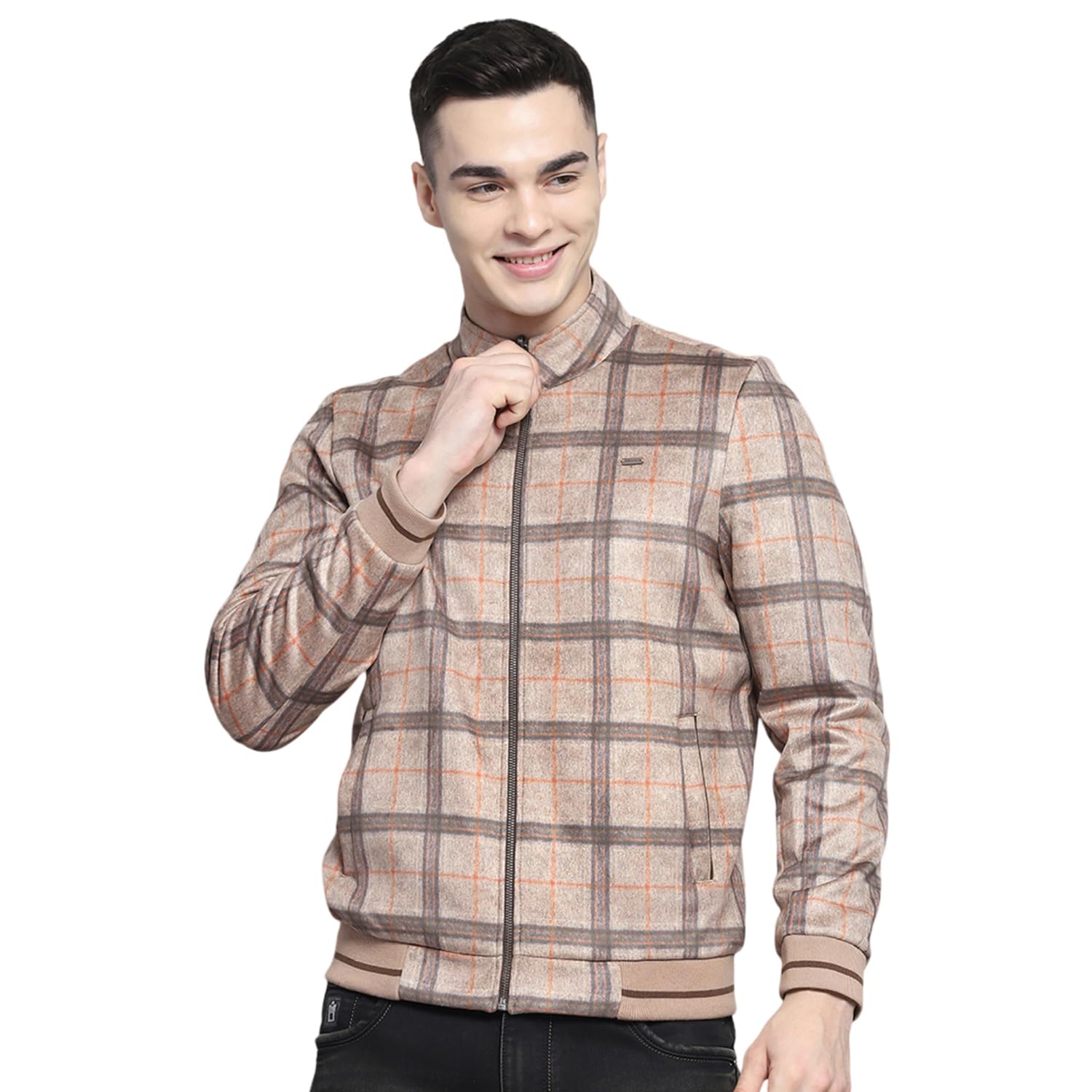 monte carlo Mens Solid Khaki Mock Neck Full Sleeve Jacket-picture-40