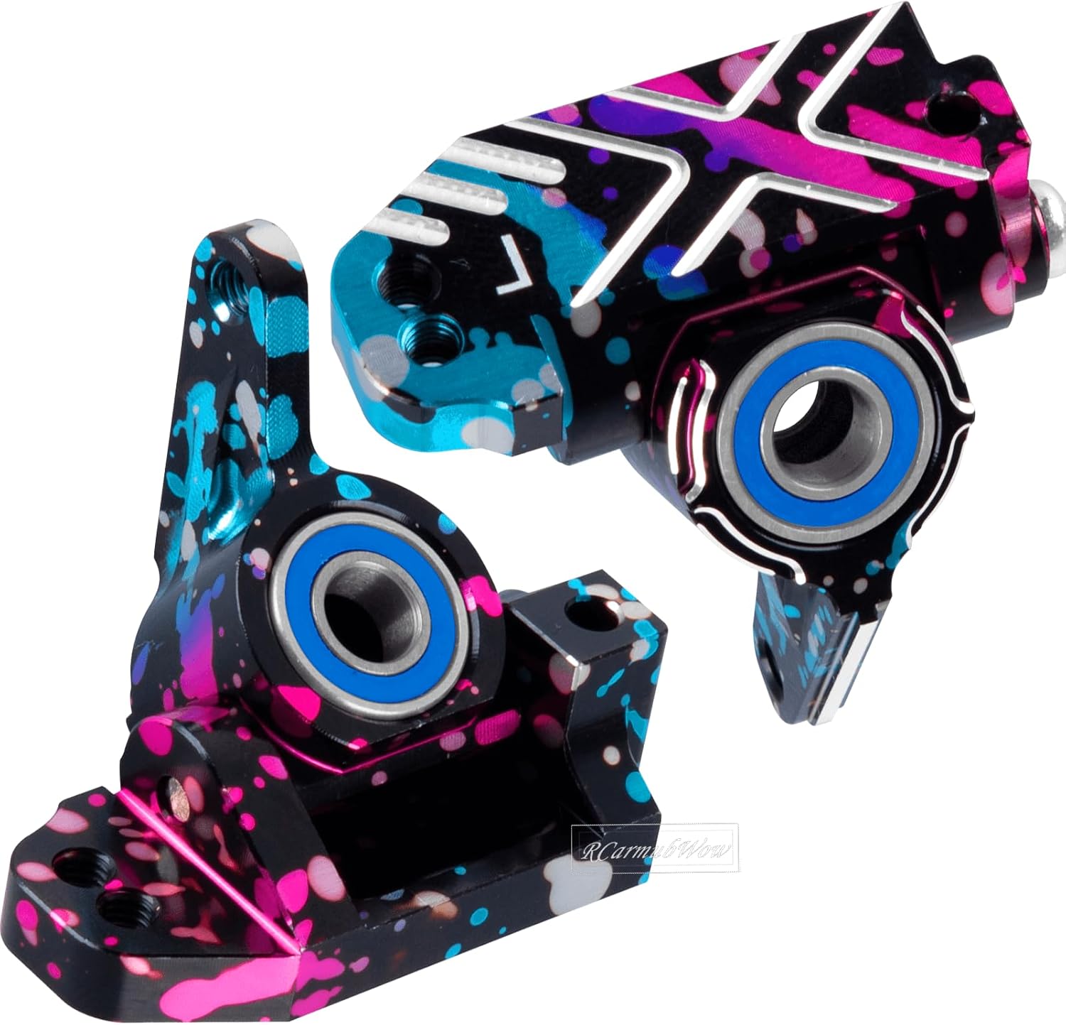 RC Caster Block Set Upgrades Part for 1/10 2WD Slash/Rustler/Stampede 2WD/Bandit 2WD VXL,Aluminium Left Right Caster Blocks,Front Steering Block,Rear Stub Axle Carriers,Polychrome