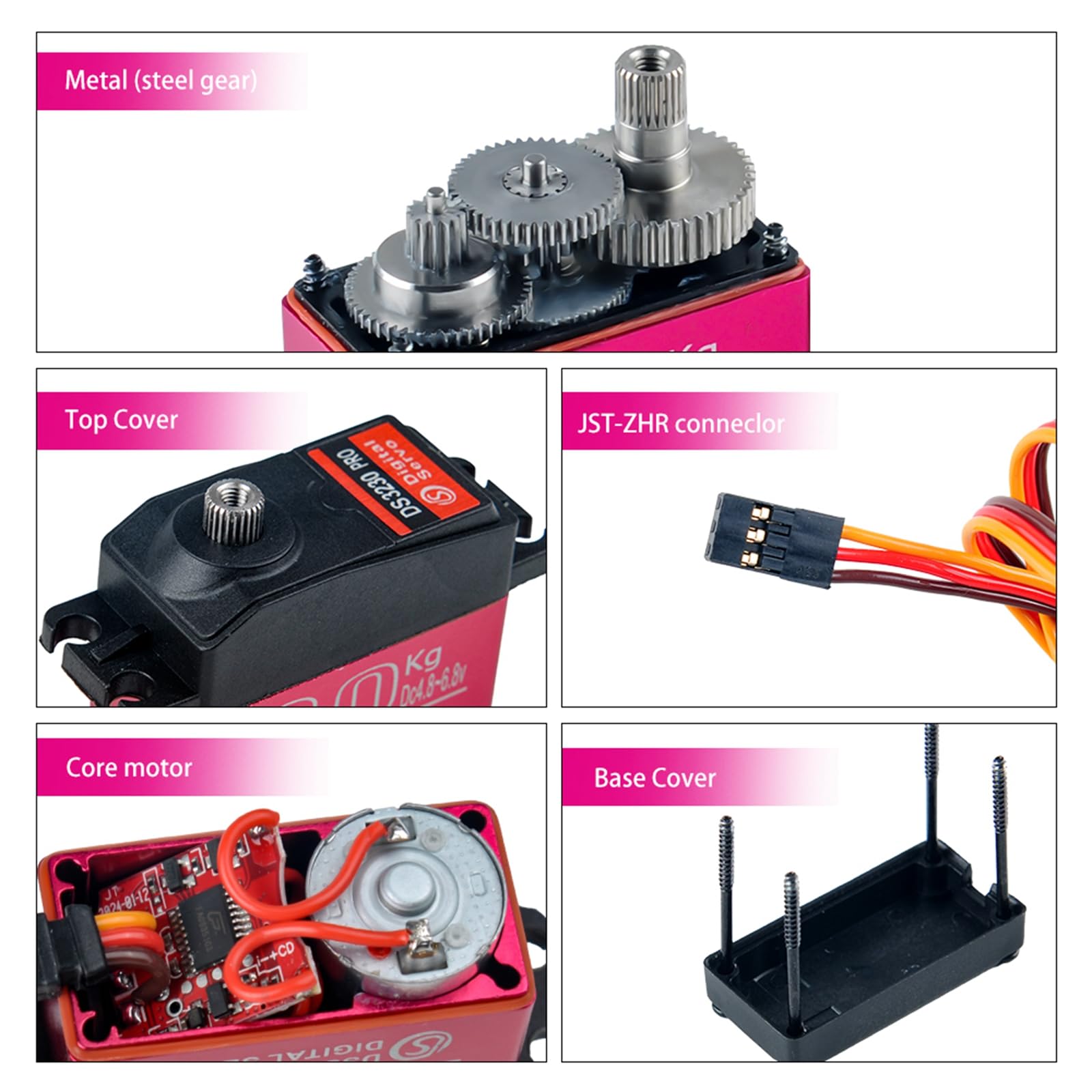 DS3230 PRO Lot de 2 servomoteurs numériques 30 kg à grand couple 6 V en acier inoxydable étanche IP66 avec bras servo 25T pour voiture radiocommandée Baja à échelle 1/8 1/10 1/12 (2 pièces 180
