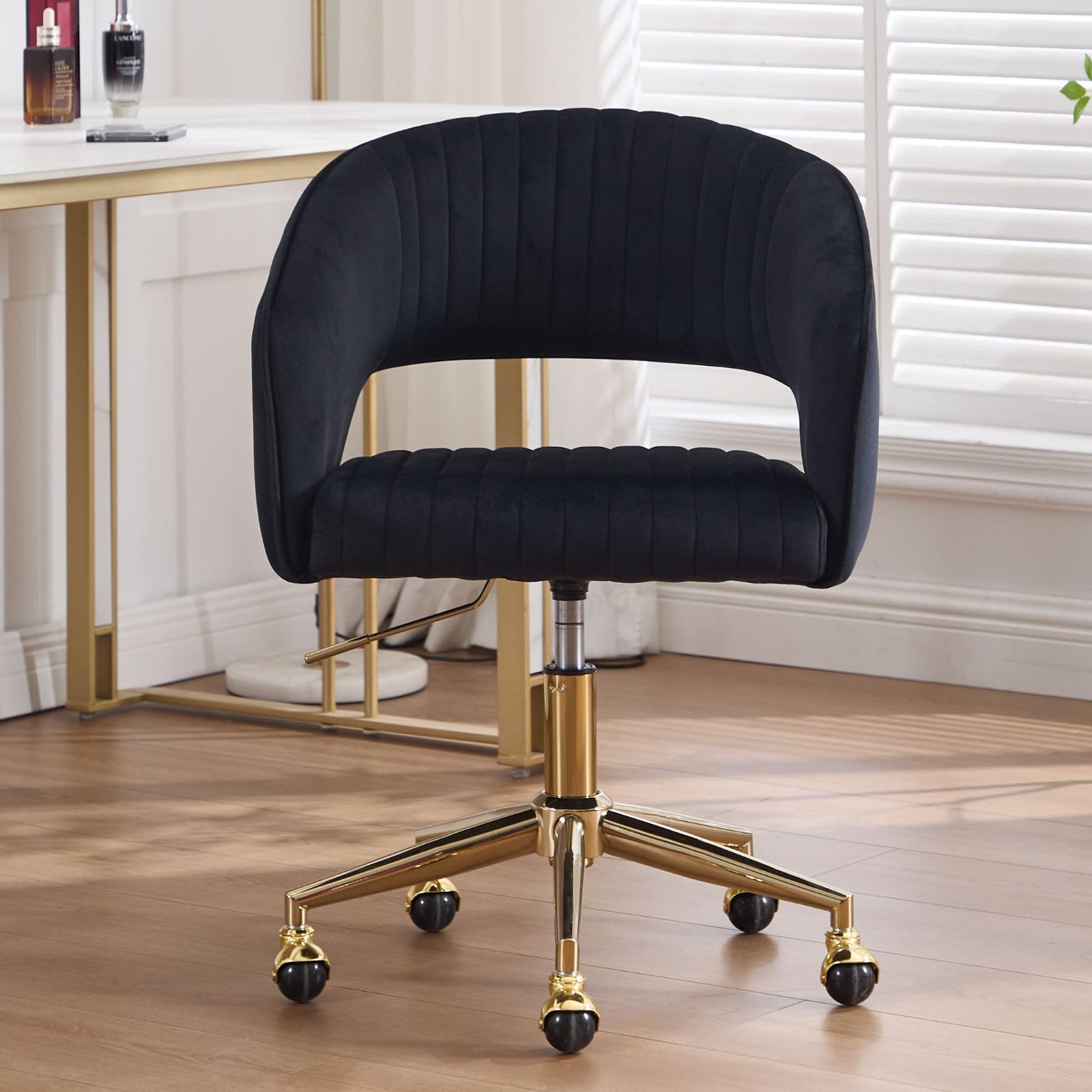 chairus Swivel Home Office Chair with Height Adjustable, Velvet Black