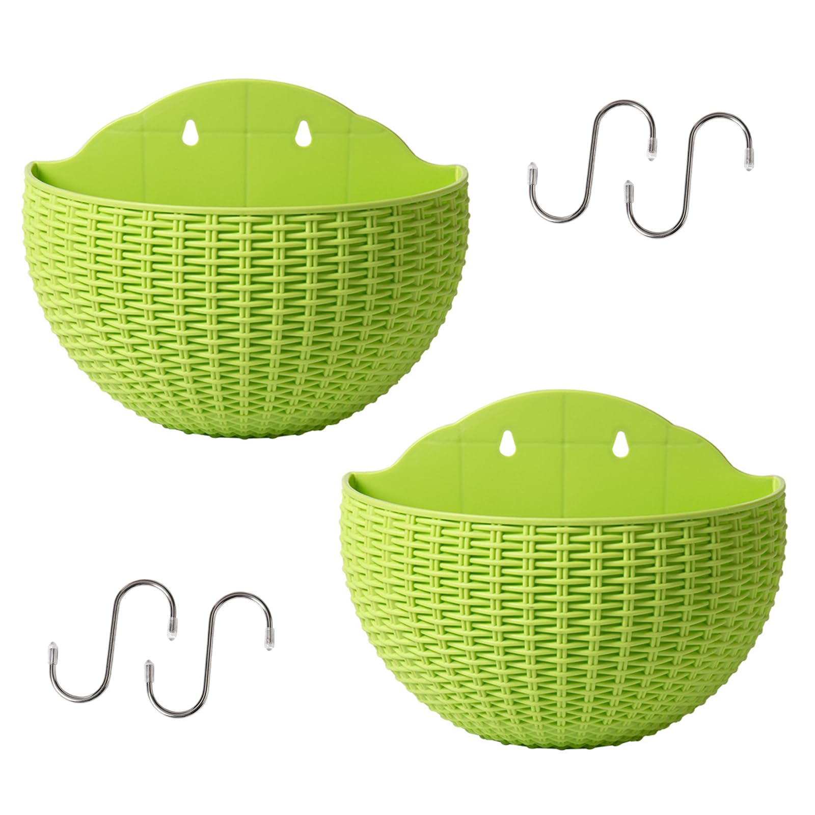 Kaeltsyn Hanging Planter Wall Mounted Basket Wicker Flower Container Rattan Flower Plant Basket Balcony Garden Home Kitchen Hanging Storage