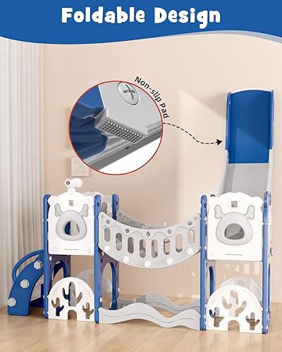 Miniatura 8 de XJD Tobogán infantil 11 en 1 para niños pequeños de 1 a 3 años, juguetes de escalada para niños pequeños, nueva actualización con juego de golf, aro