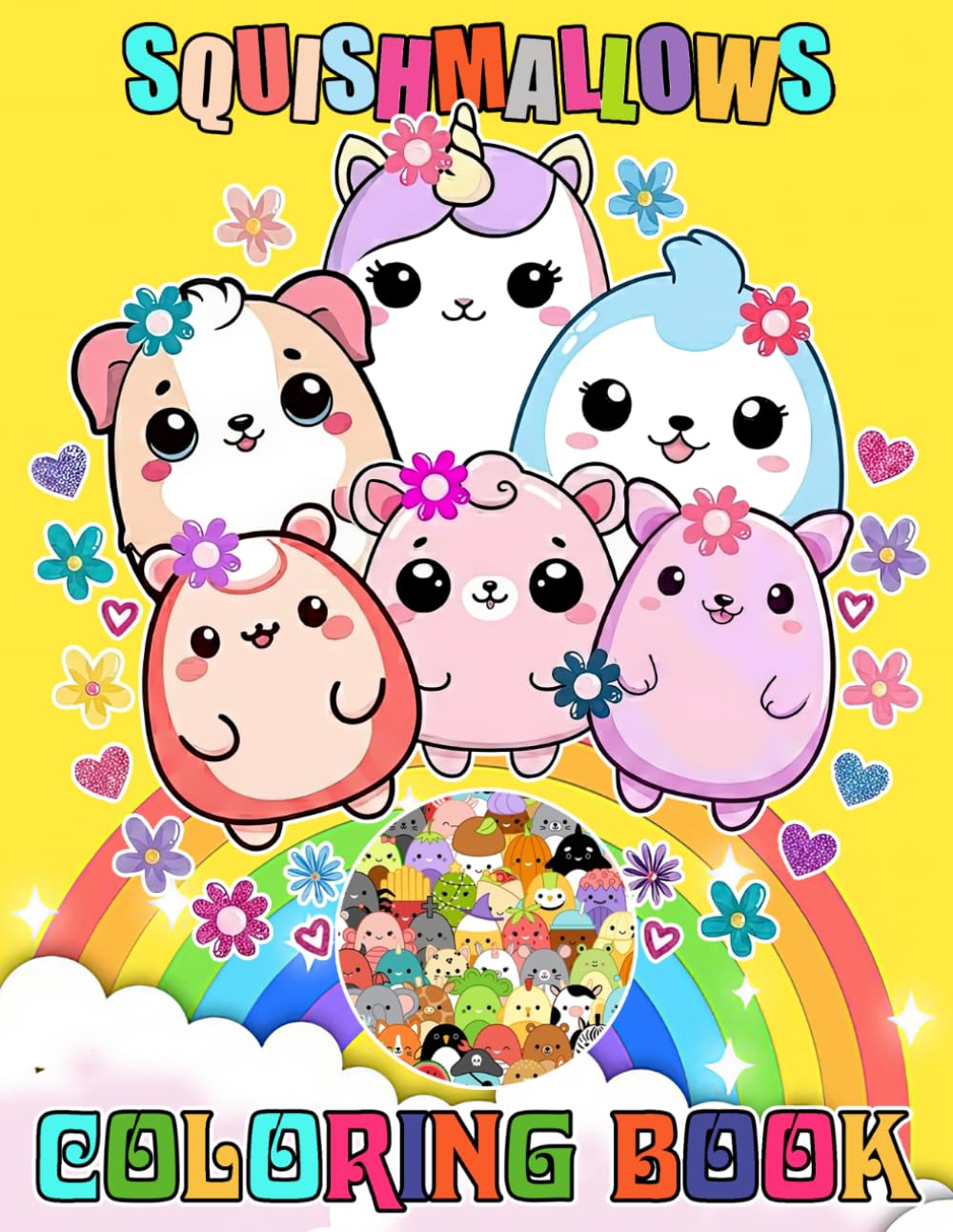 The Coloring Book: 50 + Cute pages for All ages: Adults, Kids, Teens, Seniors for Stress Relief and Relaxation