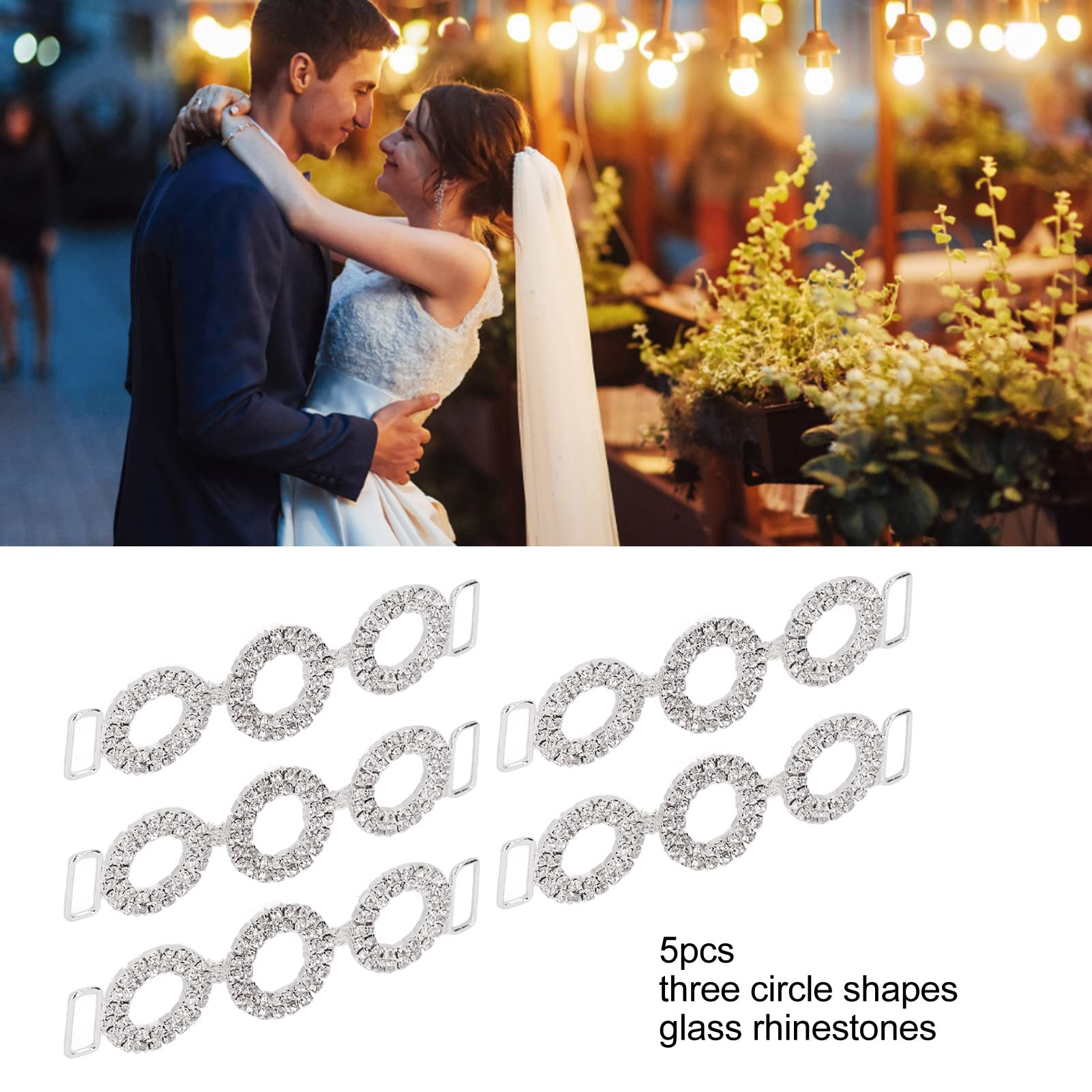 Chiusure con Fibbie da 8,5 Cm, Connettori per Bikini da 5 Pezzi, Strass in Vetro Scintillante, Connettori per Costumi da Bagno Bikini, Fibbia per Costumi da Bagno