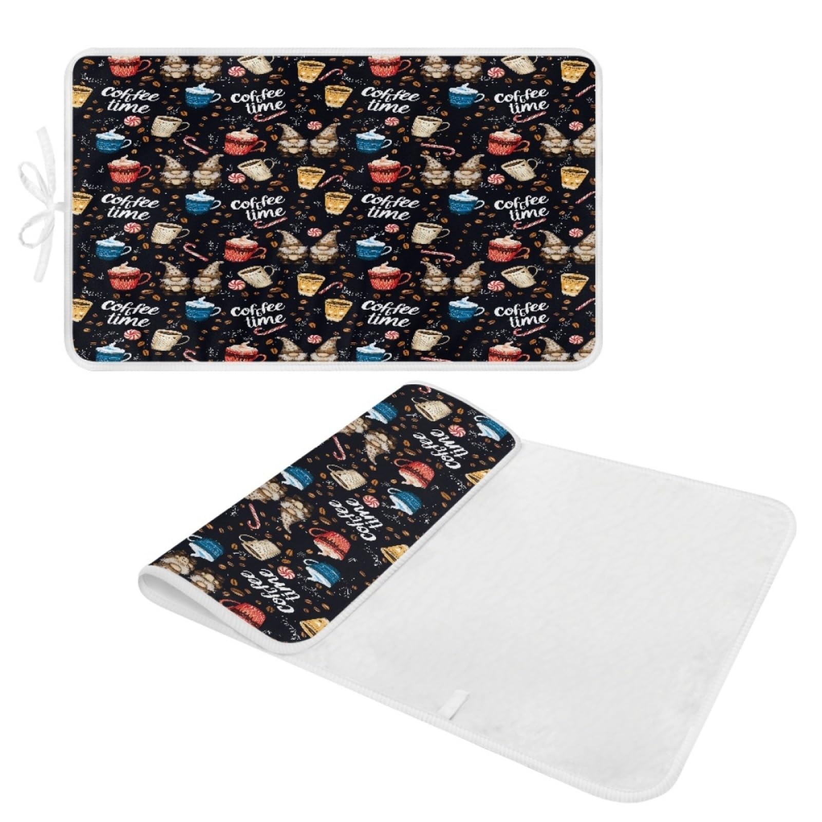 Bügelmatte Kaffee Rot Blau Bügeleinlage Faltbares Hitzebeständig Waschbar Bügelauflage für Tisch und andere Oberflächen Bügelbrett Unterlage rutschfeste Bügeldecke 80x50cm (2 Stück)