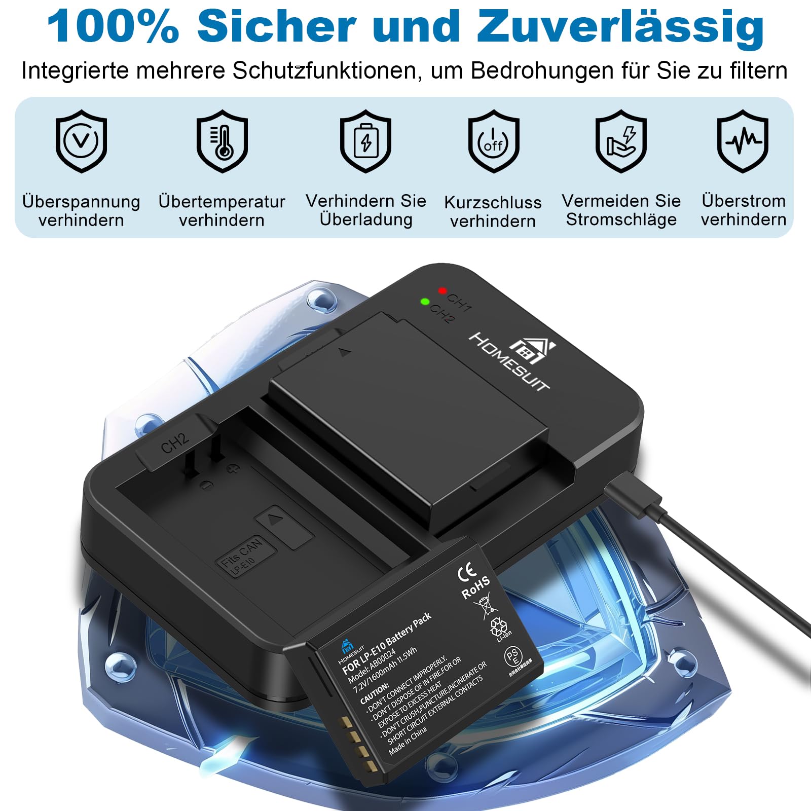 LP-E10 Per Canon EOS 2000d 4000D Rebel T6 Kiss X70 Qualit&agrave;