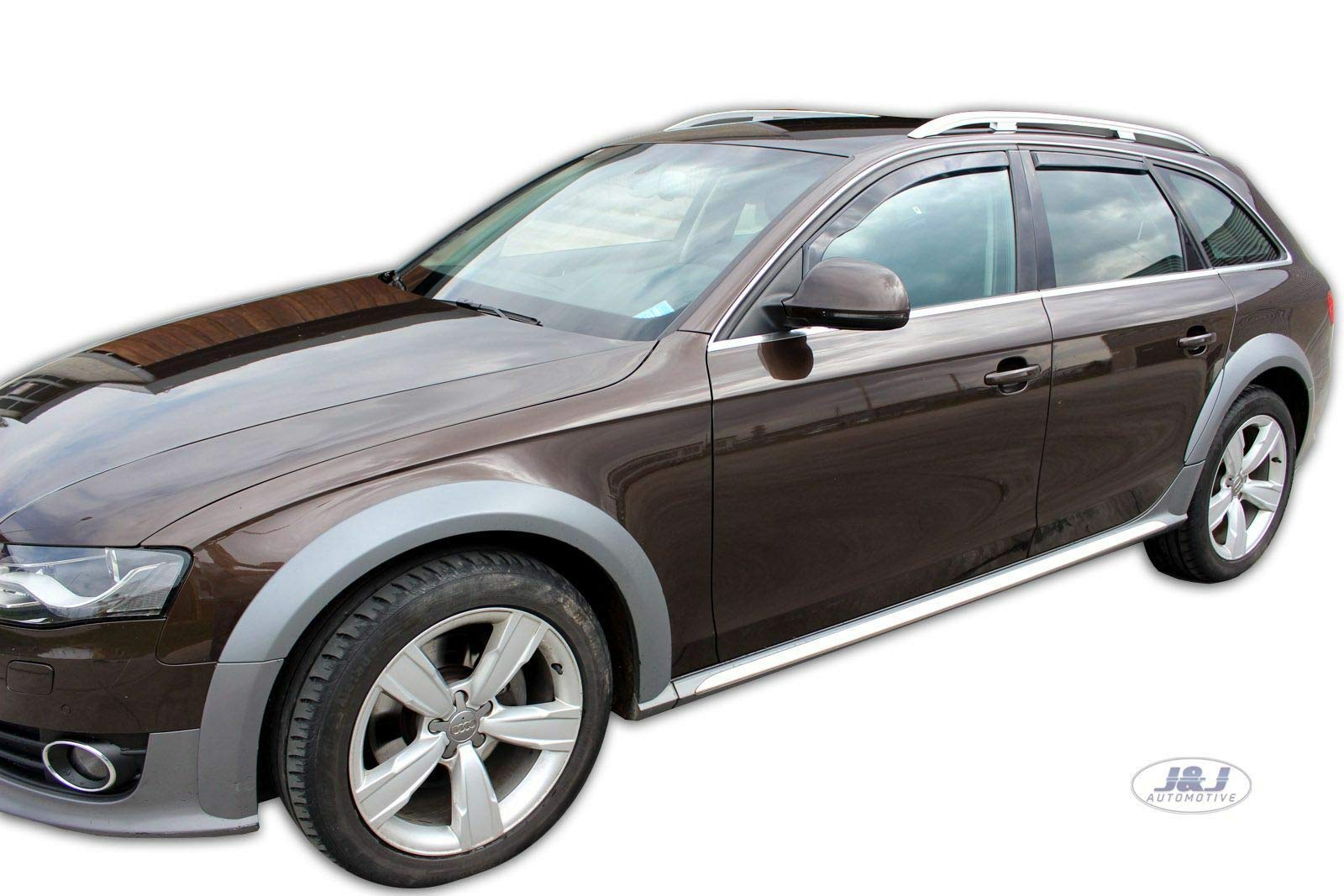 J&J AUTOMOTIVE Windabweiser passend für Audi A4 B8 2009-2015 4tlg, Heko Regenabweiser Vorne Hinten Getönt Dunkel Passform
