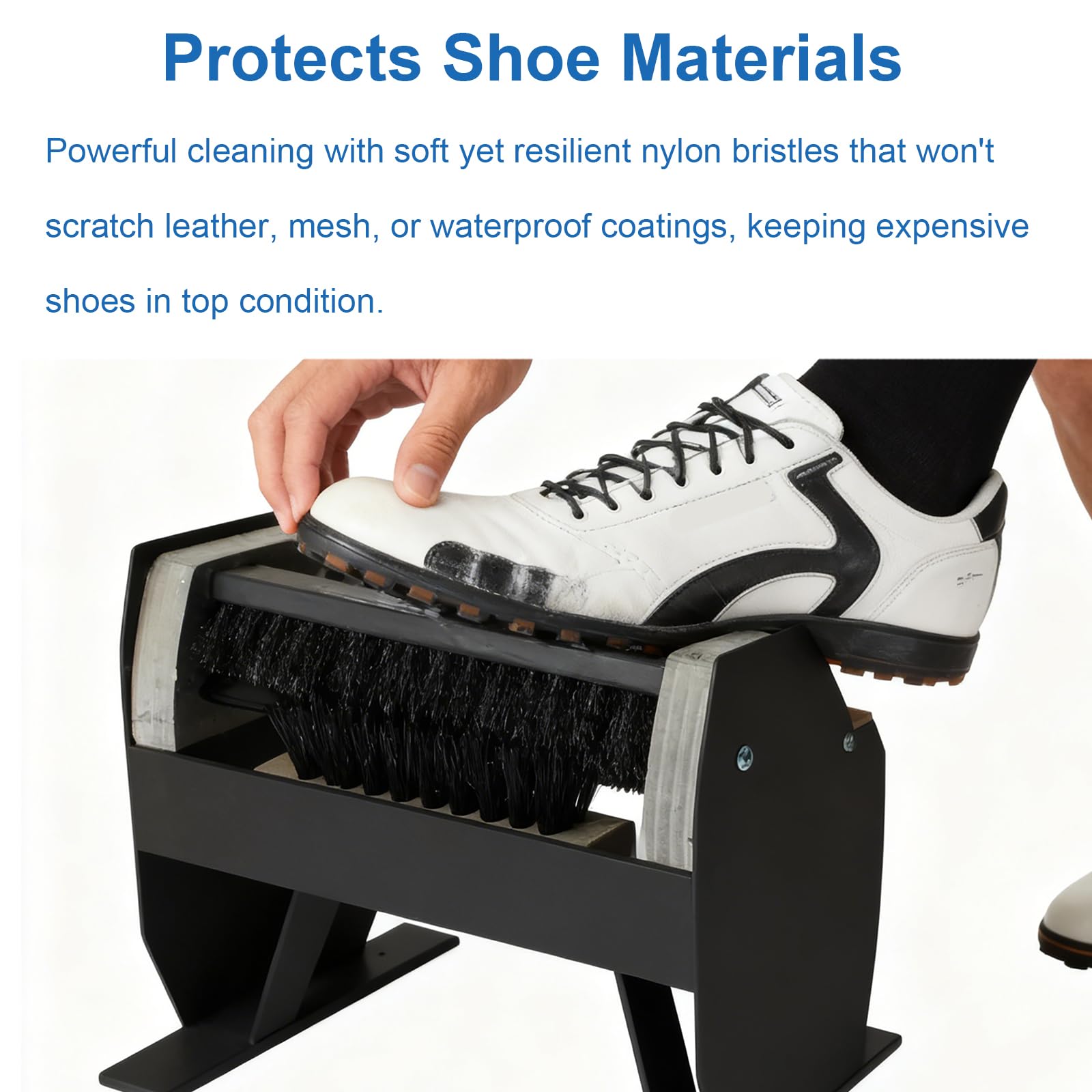 Raspador de zapatos de metal resistente, cepillo de la bota al aire libre durable con las cerdas de nylon, sin diseño de la curva para la puerta delantera, garaje y patio, mantener los pisos limpios
