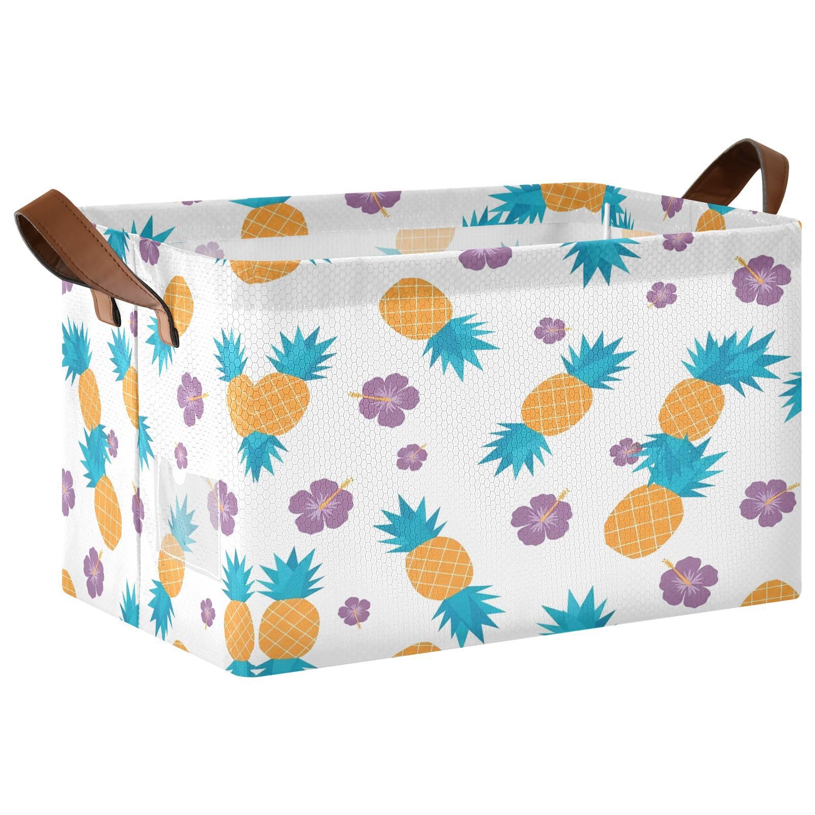 Cgiub Pineapple Storage Basket Waterproof Foldable Storage Bin Baby Laundry Basket Closet Organiser for Nursery Decor Home Organizing