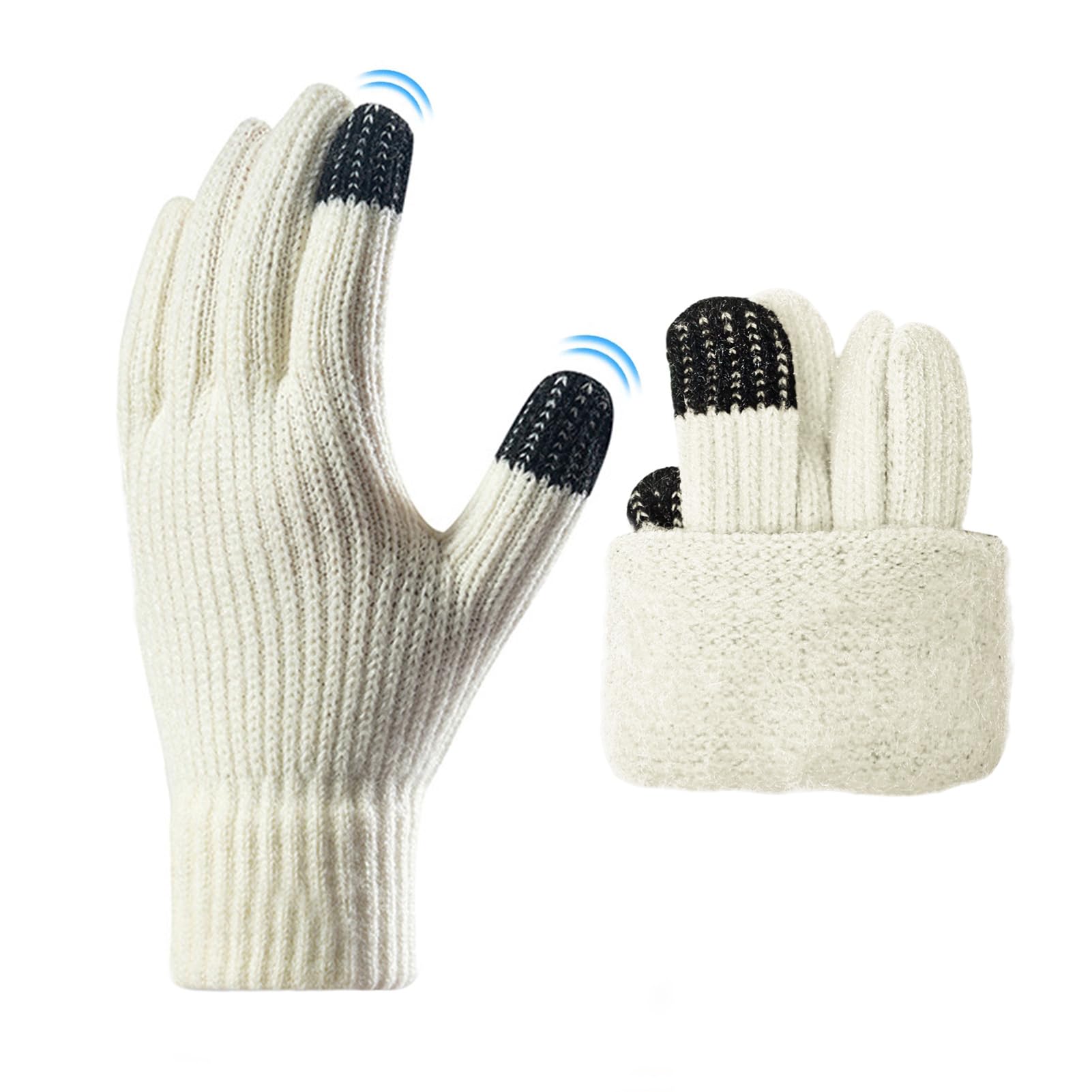 2 Paia Guanti Invernali Termici Touch Screen - Antiscivolo In Finta Lana - Caldi E Elastici Per Uomo E Donna - Corsa, Lavoro - 3