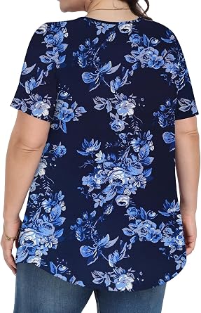 Plus Size Tops for Women Short Sleeve Shirts Crew Neck Casual Loose Fit Tunic Blouses