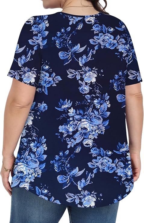 Plus Size Tops for Women Short Sleeve Shirts Crew Neck Casual Loose Fit Tunic Blouses
