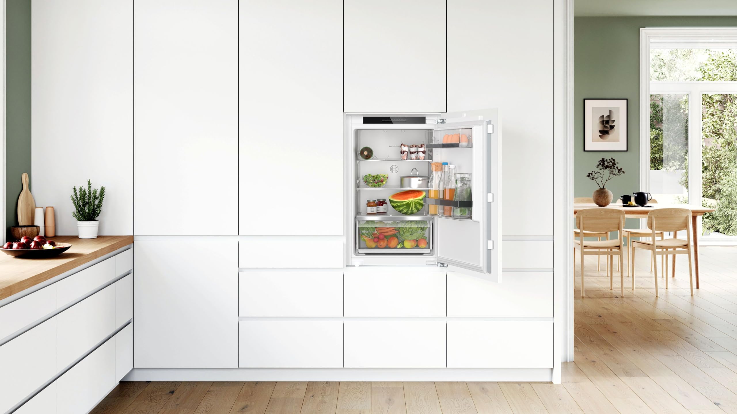 Bosch Serie 6 Einbau-Kühlschrank 87.4 x 55.8 cm 136 L SoftClose KIR21ADD1 | Made in Germany, extrem leise 28 dB, VitaFresh XXL Schublade für Obst und Gemüse, EcoAirflow, LED-Beleuchtung