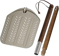 Vista 2 de Q Pizza Pala redonda de aluminio perforado de 12 x 14 pulgadas para pizza, dorado, aluminio, antiadherente, fácil de limpiar, adecuada para todas