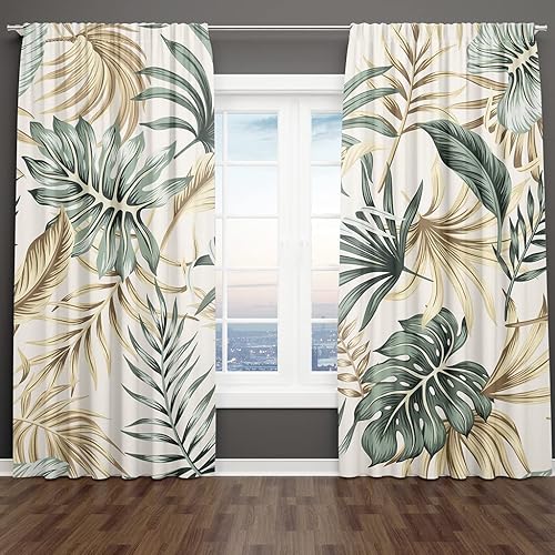 Miniatura 3 de Cenefa de ventana de hoja de palmera hojas verdes de palmeras de coco patrón de acuarela fresco cenefa de cortina para decoración de cocina y