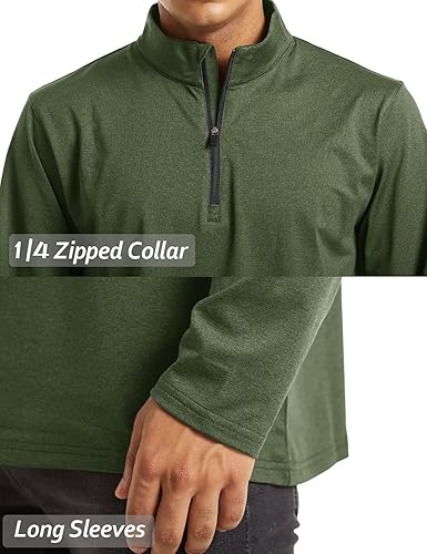 Miniatura 3 de TACVASEN Sudaderas de golf de manga larga con cremallera de 14 para hombre, con forro polar de invierno, camisa térmica