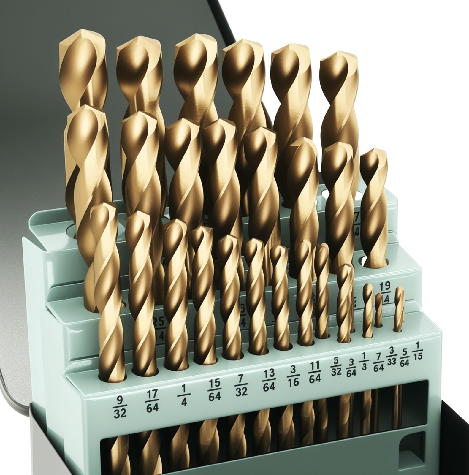 BeHappy 29Pcs Cobalt Drill Bit Set (1/16"-1/2"), M35 HSS, 135 Degree Tip, Twist Jobber Length for Hardened Metal, Stainless Steel, Cast Iron, Wood,