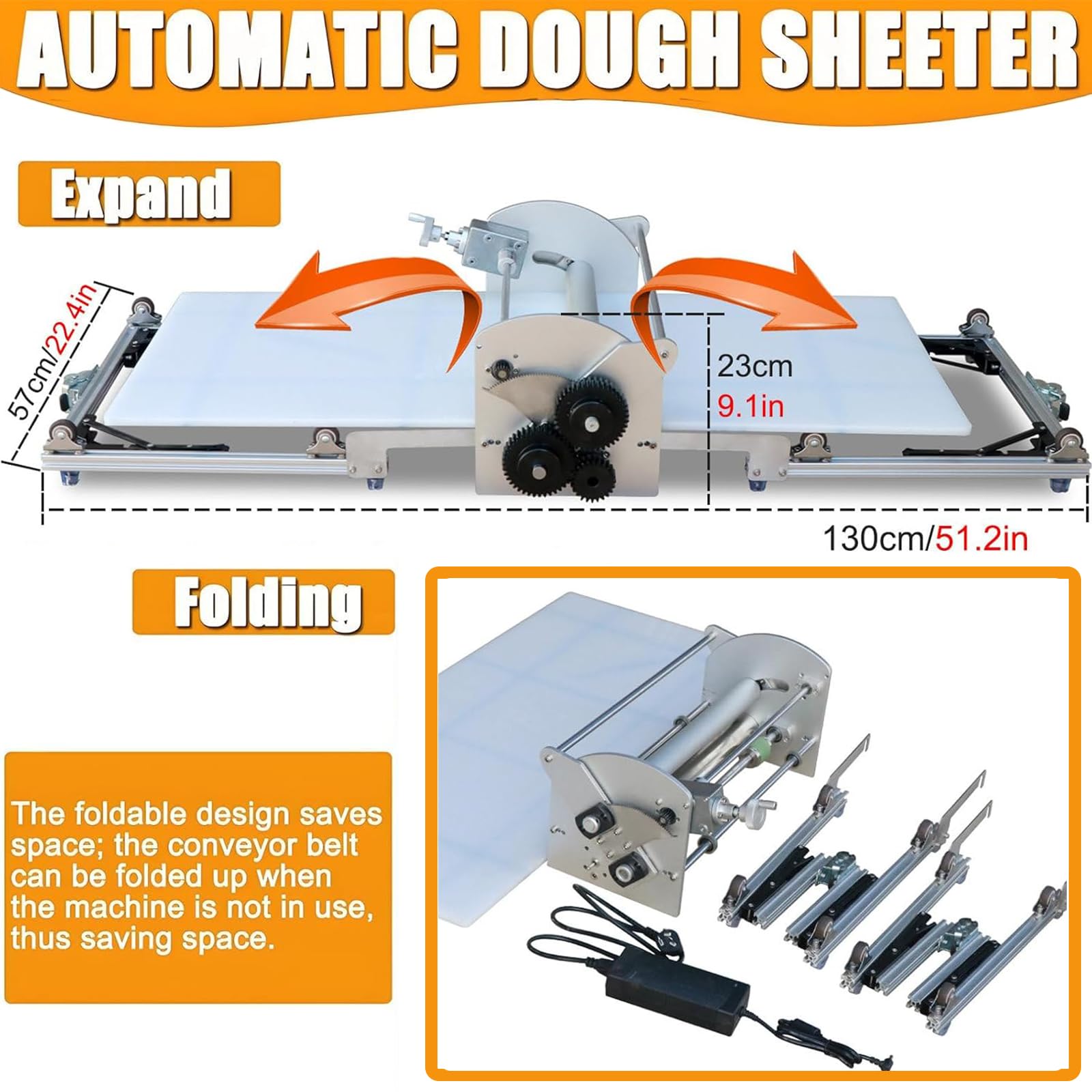 Teigausrollmaschine Elektrisch Für Blätterteig, Professionelle Teigausrollmaschine Pizza Für Zuhause Kommerziell, Automatischer Teigroller Dough Sheeter Machine, Einstellbare Teigdicke 2-30mm