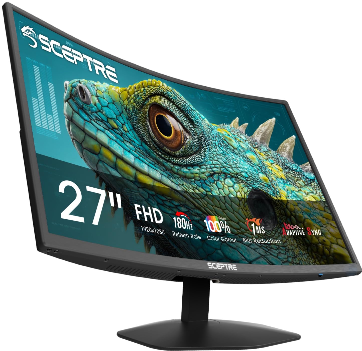 New! Sceptre Curved 27-inch Prime Gaming Monitor DisplayPort x2 180Hz HDMI x2 180Hz 1500R 1ms Build-in Speakers, Machine Black 2027 (C275B-FW180T Series)