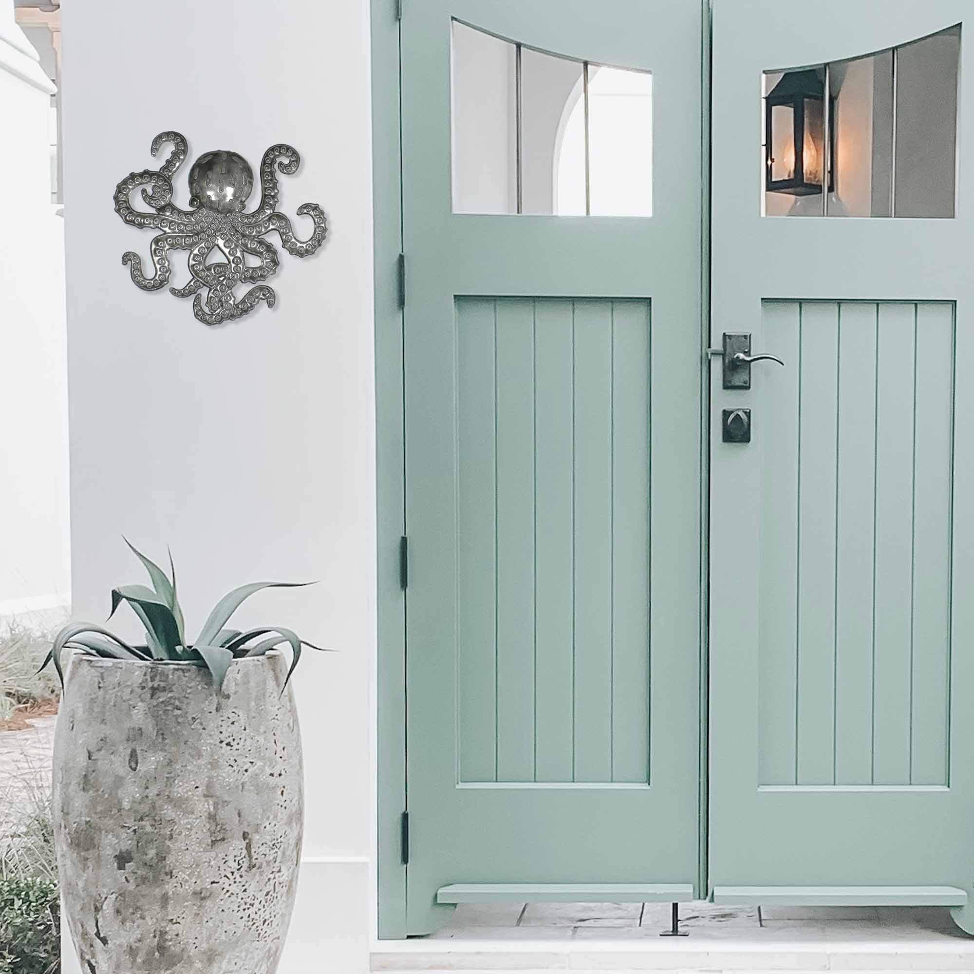 Global Crafts Recycled Handmade Haitian Metal Wall Art Sea Life, 14 x 16 Inch, Octopus (HMDOCT1)