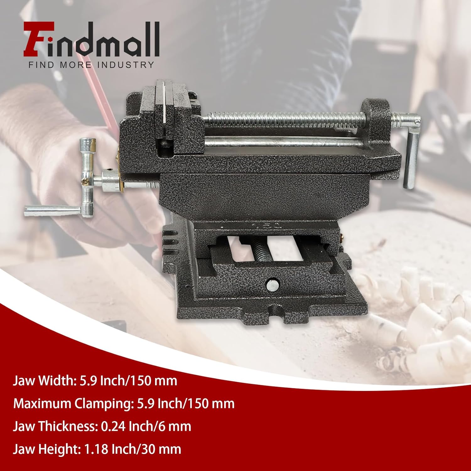 findmall 6 Inch Cross Slide Drill Press Vise Heavy Duty Benchtop Compound Cross Slide Vise Drill Press X-Y Compound Vise Fit for CNC Milling Machine, Drilling Machine and other Mechanical Equipment