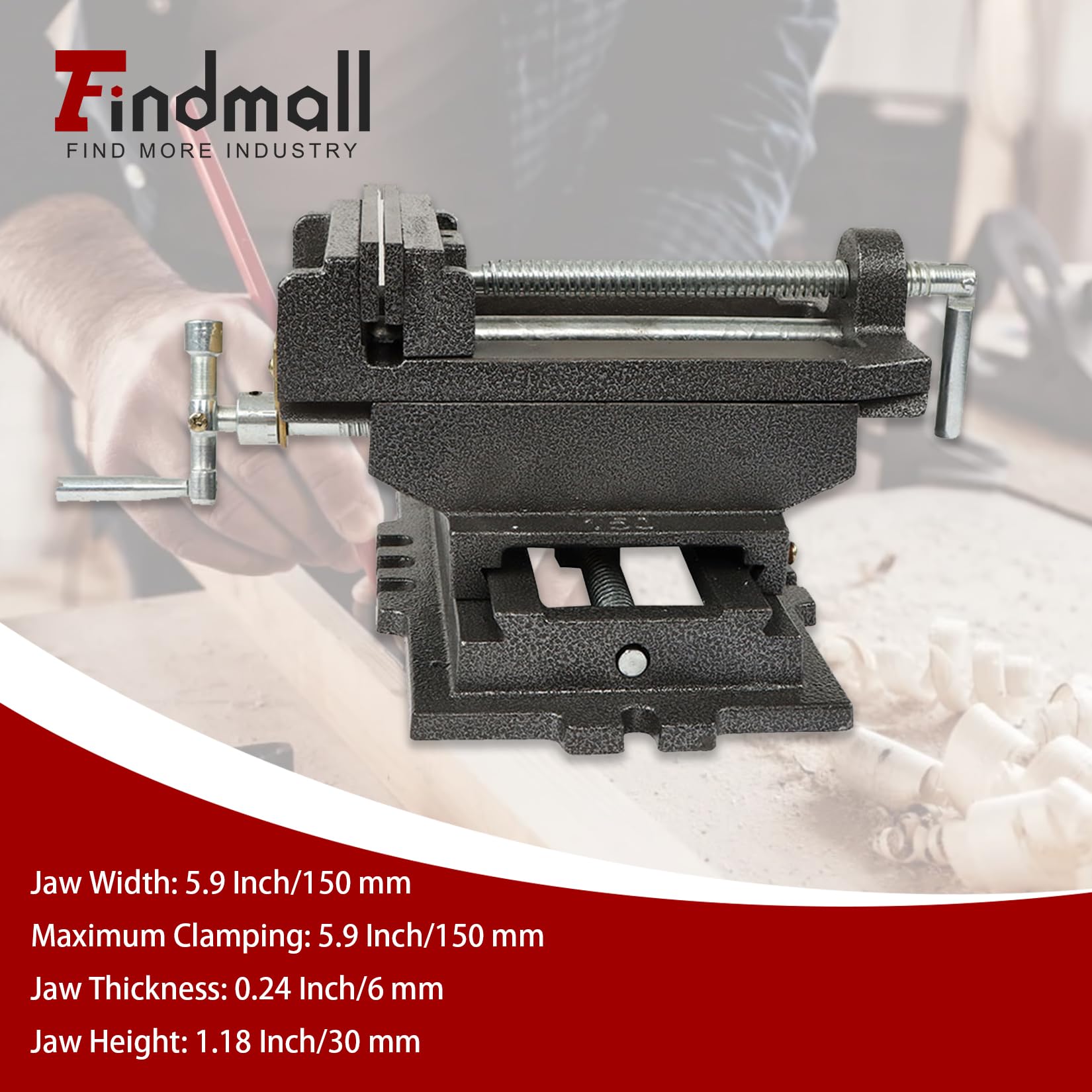 findmall Prensa de taladro deslizante transversal de 6 pulgadas para trabajo pesado, compuesto de mesa de trabajo, prensa de taladro X-Y compuesto para fresadora CNC, máquina de perforación y otros