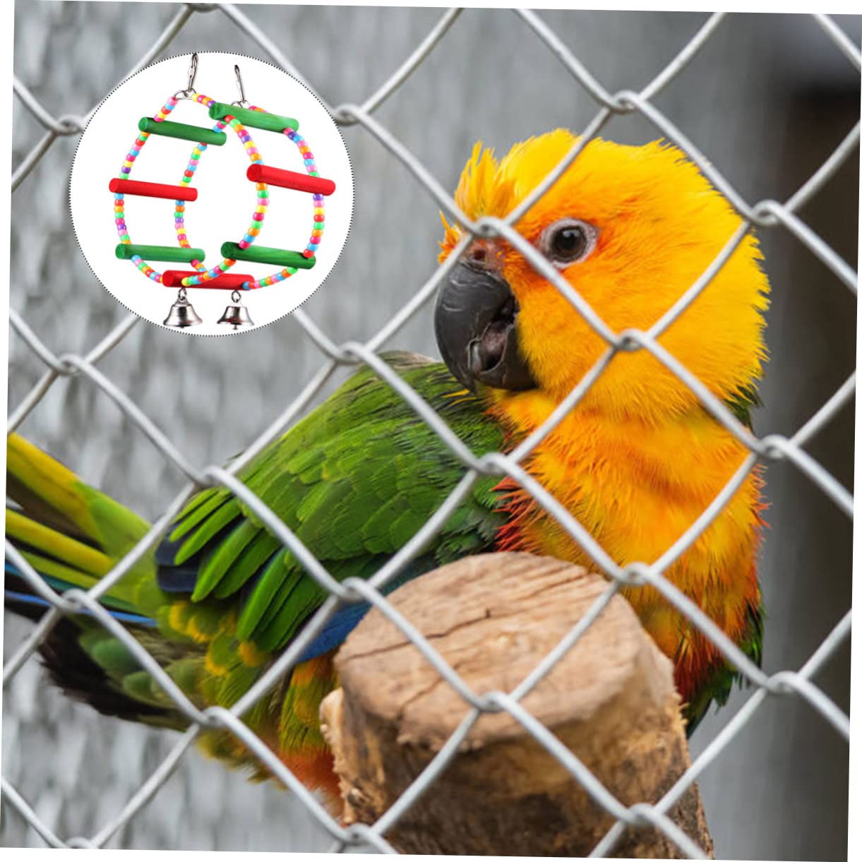 Yardwe 3piezas Juguete De Madera para Pájaros Rueda De Ferris Beads para Periquitos y Agapornis Estimula El De Suspender