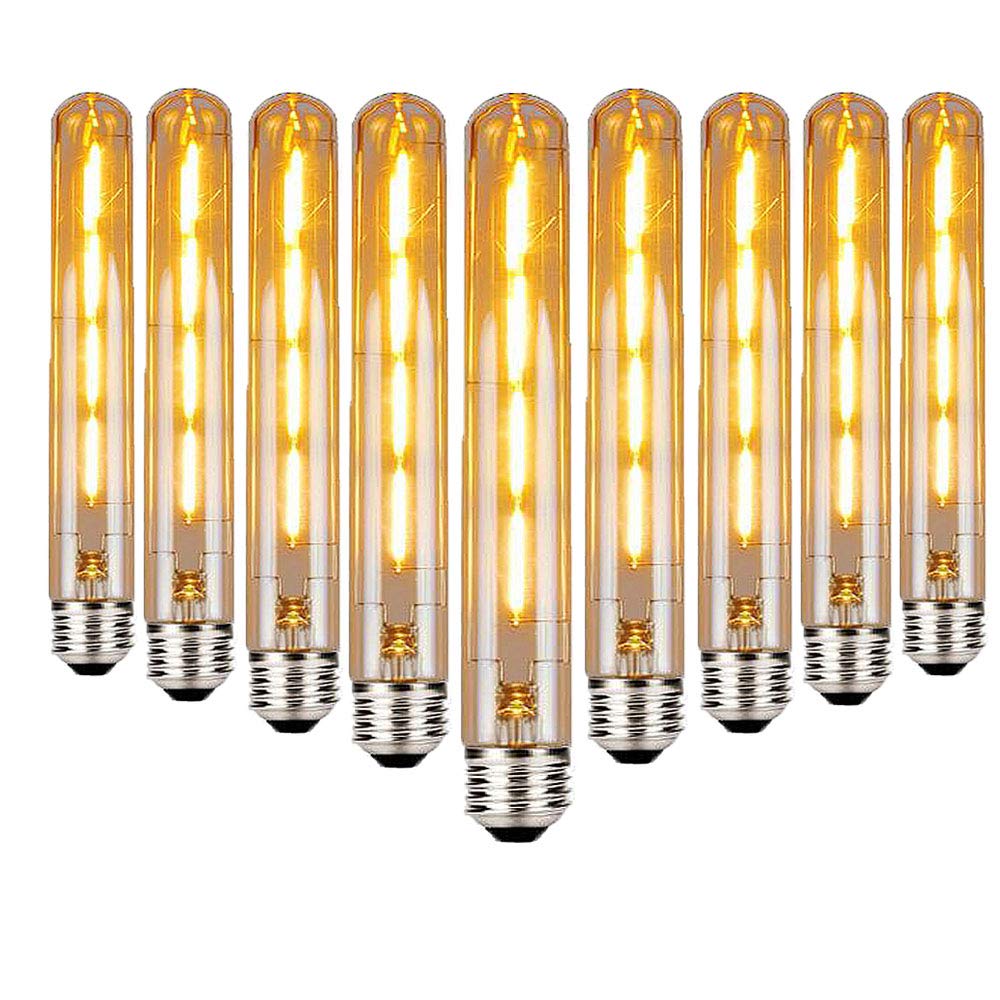 T30 E27 Filament LED-Lampen Warmweiß 2700K, 225 mm lange Röhren-LED-Lampen Edison Retro Vintage dekorative Röhren-Glühbirnen E27 4W (40 W Schrauben-Halogenlampe ersetzen)10 Packungen