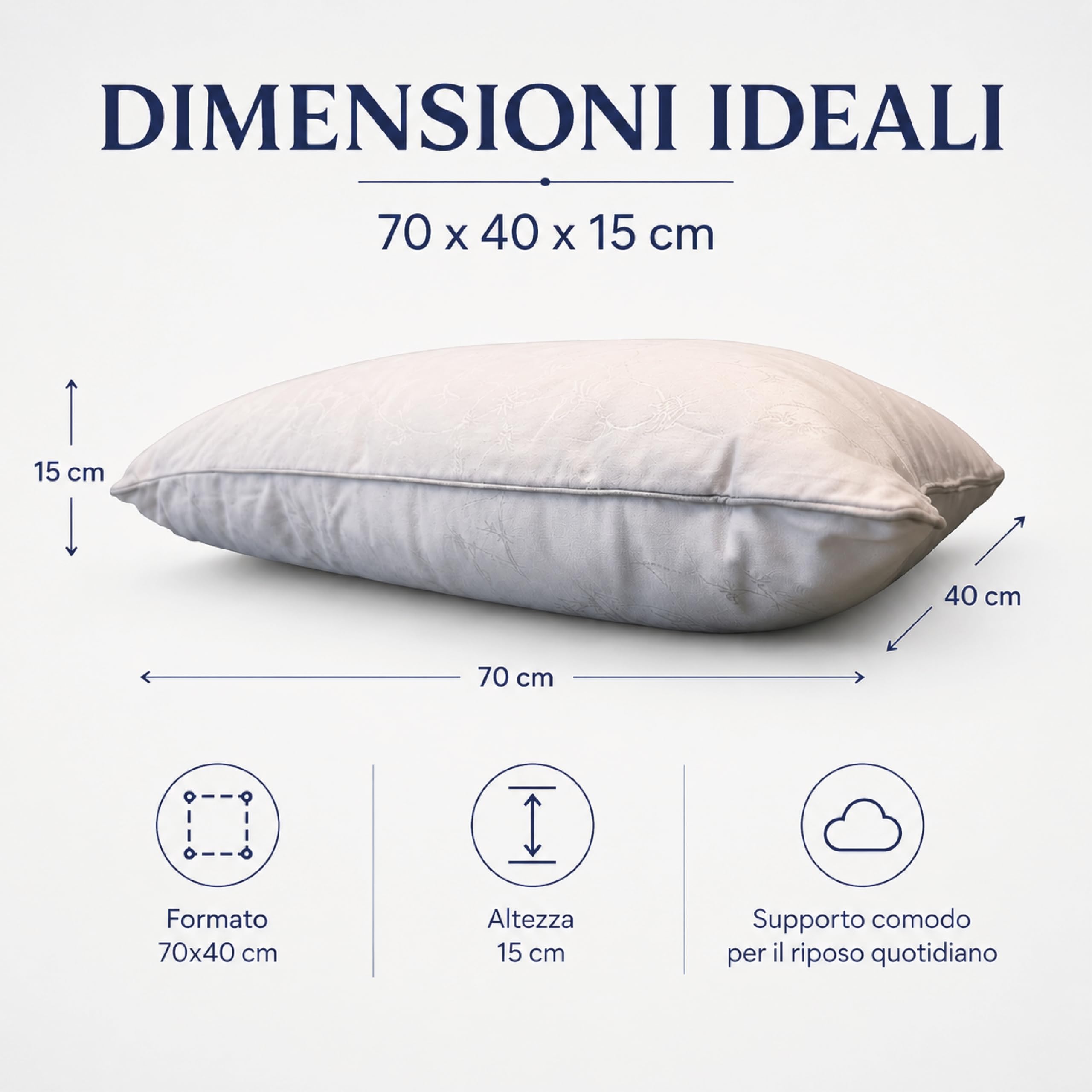 Cuscino Lana Cheviot Naturale 70x40x15 cm