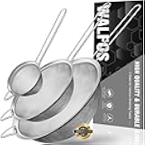Walfos Fine Mesh Strainers Set, Premium Stainless Steel Colanders and Sifters, with Reinforced Frame Sturdy Handle, Perfect for Sift, Strain, Drain Rinse Vegetables, Pastas Tea - 3 Sizes
