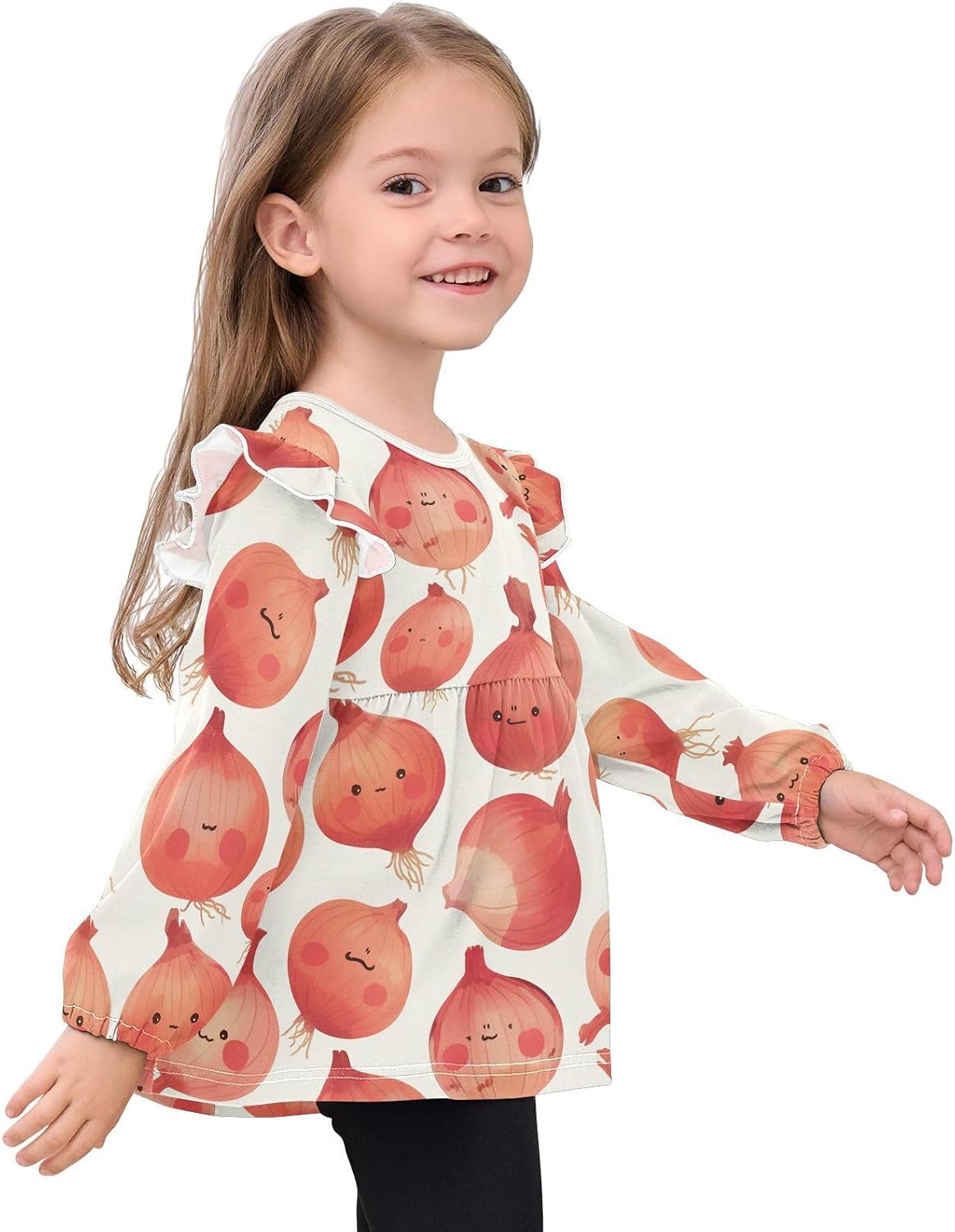 visesunny Toddler Clothes for Girls Cute Funny Pattern Baby Long Sleeve Fall Shirts Cotton Top with Ruffle Collar 18M-5T