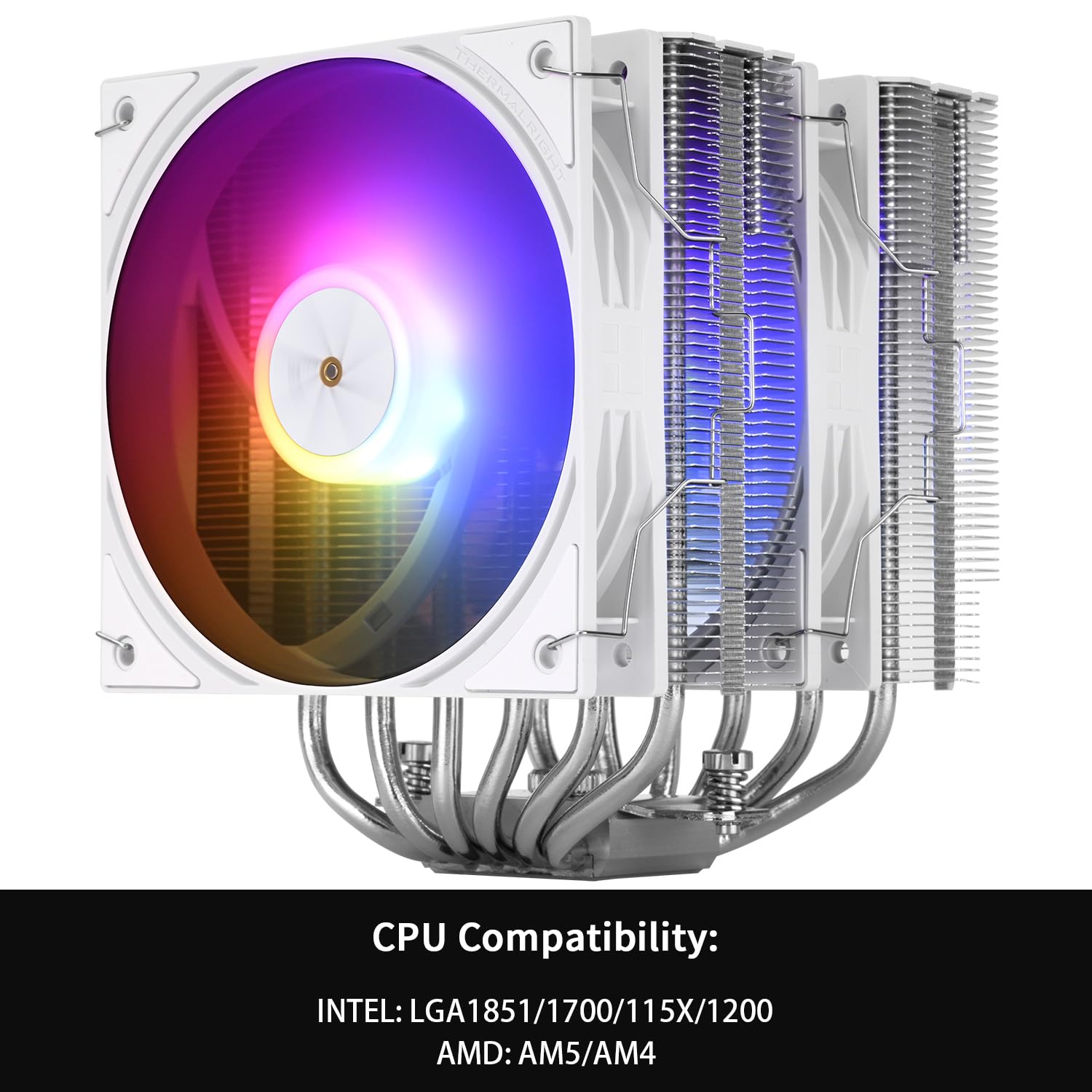Thermalright Peerless Assassin 120 ARGB White V3 CPU Cooler,6 Heat Pipes CPU Air Cooler,Dual TL-P12W-S PWM Fans,157mm High,for Intel LGA1700/1851/1150/1151/1200/2011,AM4/AM5