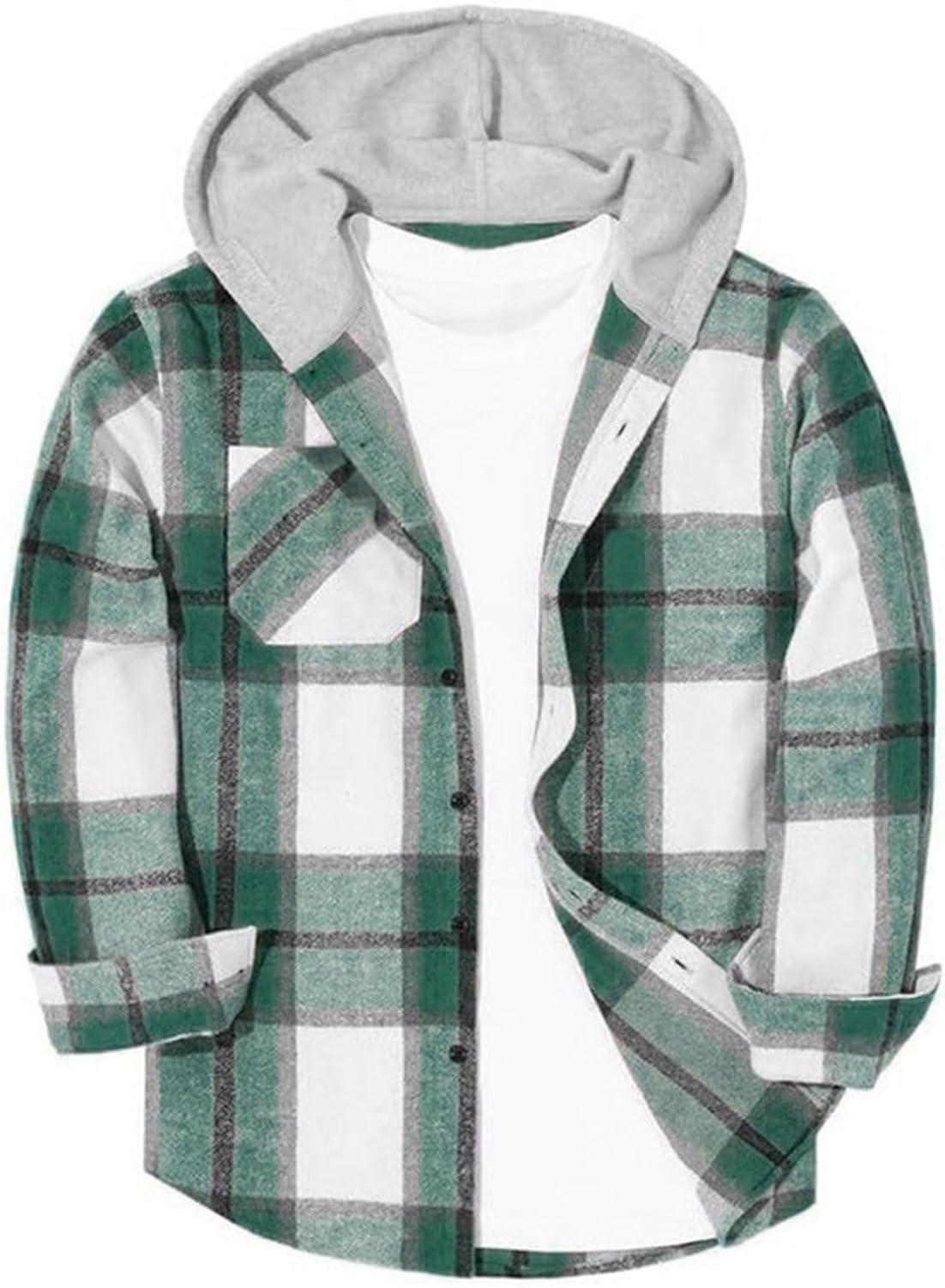 Boys Girls Casual Flannel Plaid Hoodies Fall Fashion Button Down Shirts Long Sleeve Cute Lightweight Jacket Coats