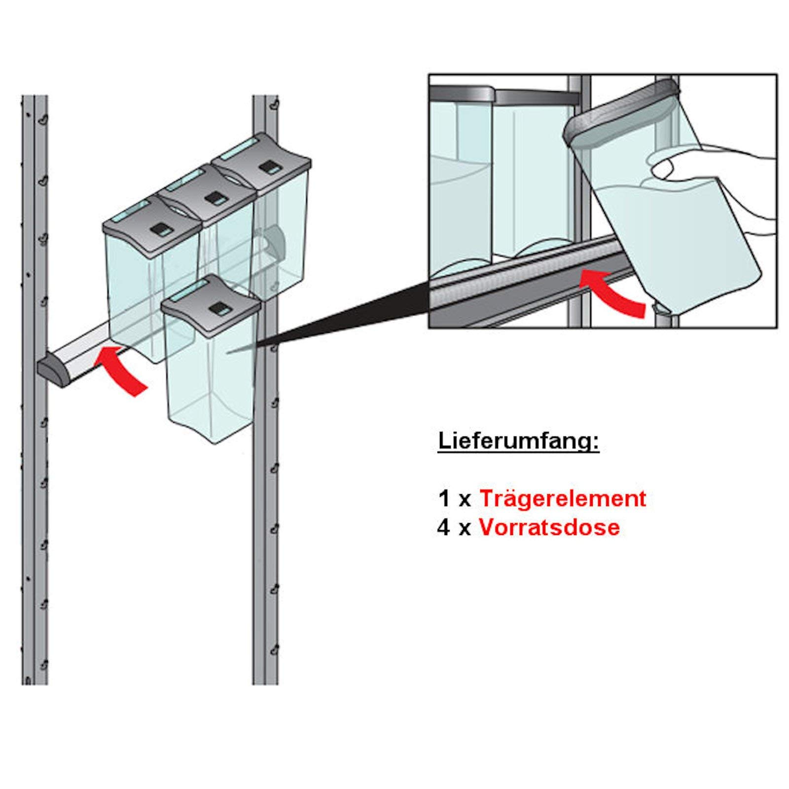 SO-TECH® Vorratsdosensystem Vorratsdosen Set für DISPENSA/Zubehör für Nobilia Hochschrank Apothekerauszug Apothekerschrank