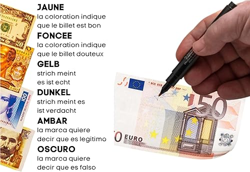 Miniatura 3 de Dri Mark Bolígrafo universal internacional falsificado, 3 veces más tinta, verificador de dinero falso, probador de prevención de pérdidas de dinero