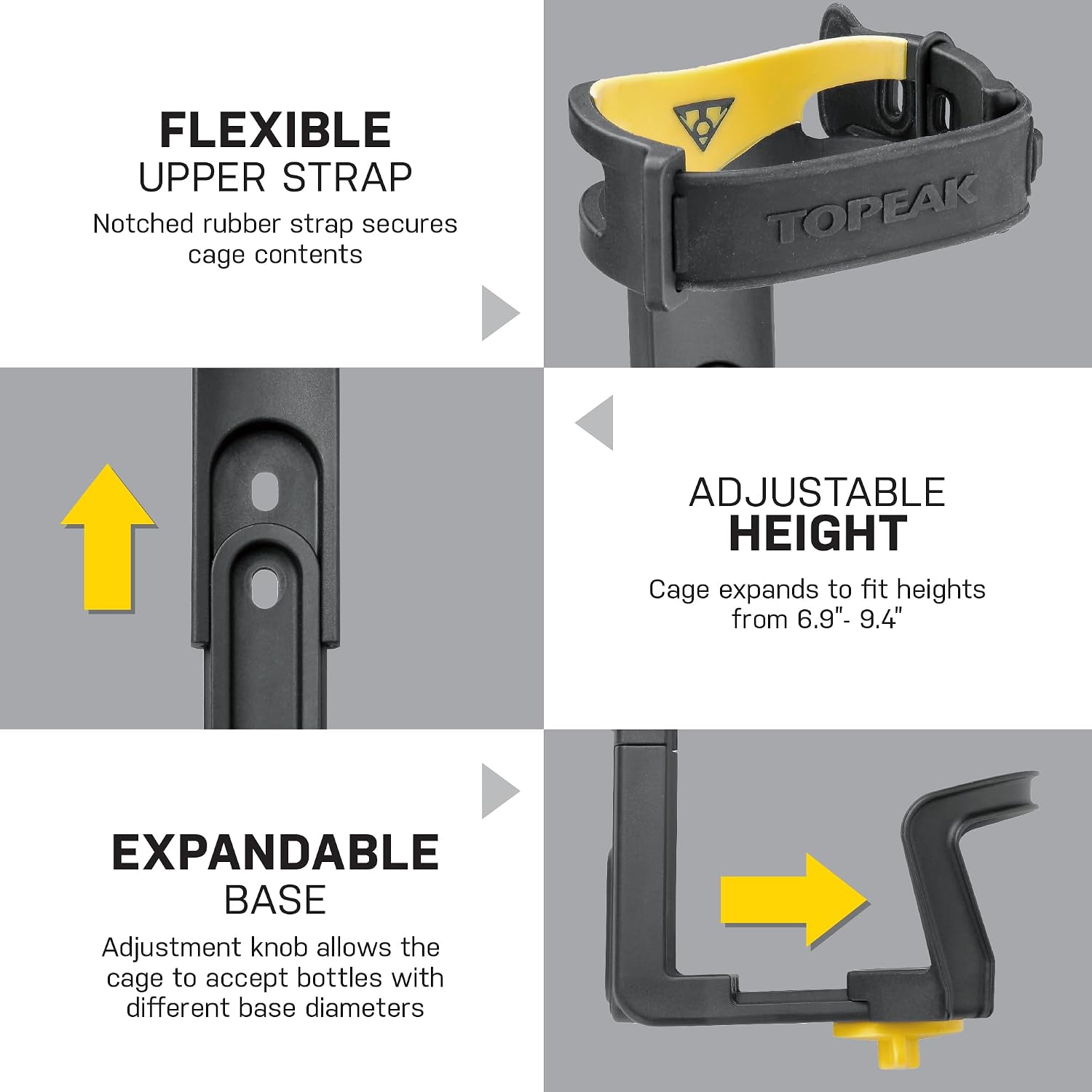 Topeak Modula Java Bottle Cage, Black, 9.4 x 9 x 19.4-21 cm | bike-water-bottle-cages