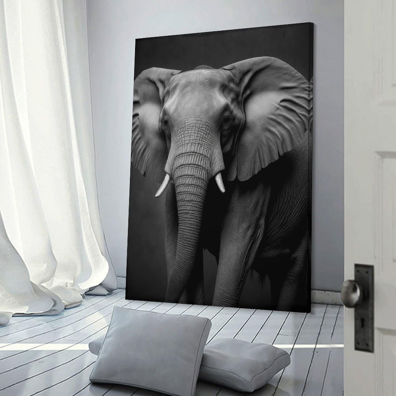 Junmoney Portrait of An Elephant Wall Picture Print 20x30inch(50x75cm), for Picture Wall Styling in Lounge Or Bedroom, Ideal for Building A Coordinated Art Wall