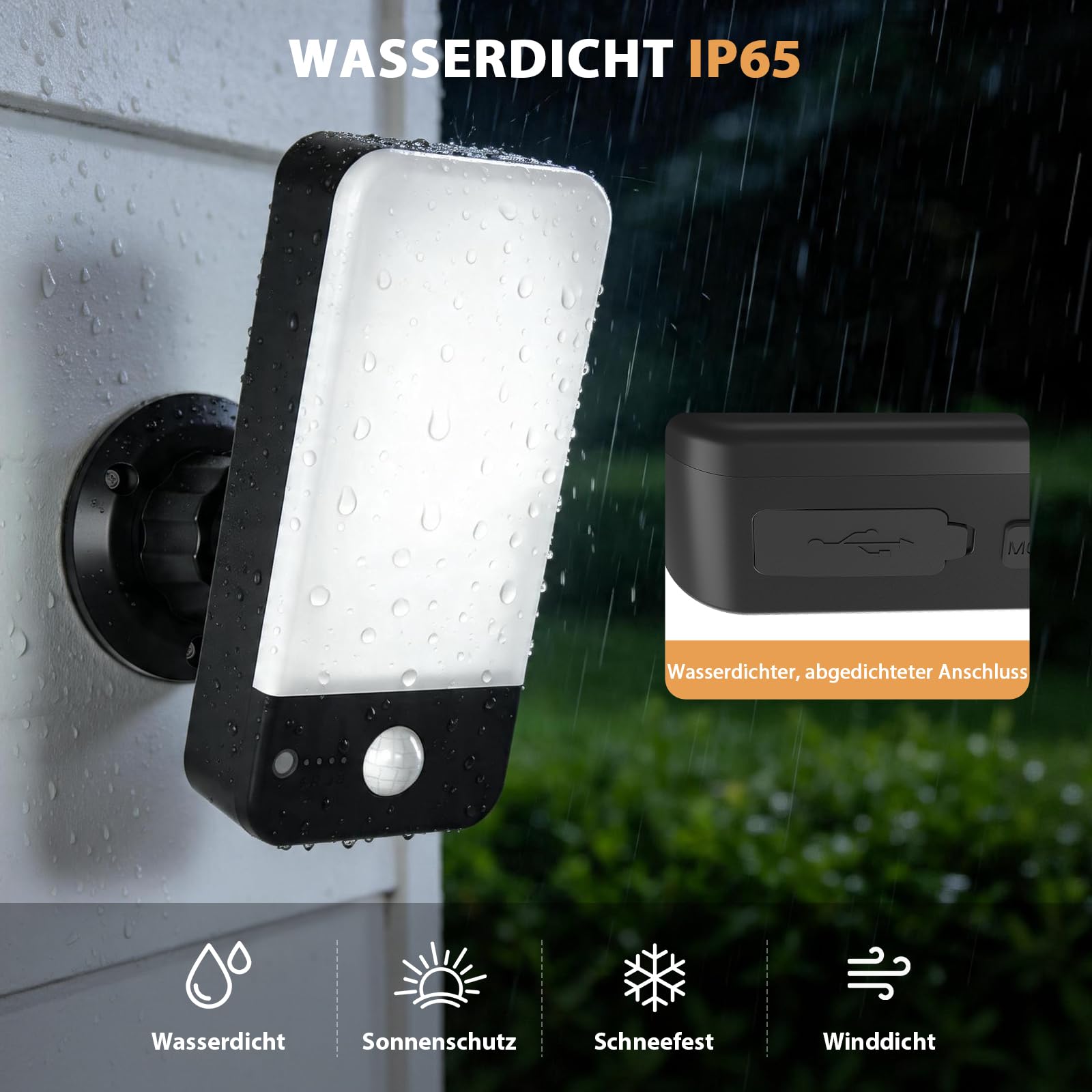 Aussenlampe mit Bewegungsmelder 2 Stück, 13000mAh Akku Wandlampe mit Bewegungsmelder, 3 Modi , Fernbedienung und Timer, 3000K-6500K Aufladbar Wandleuchte ohne Stromanschluss für Outdoor Veranda Garage