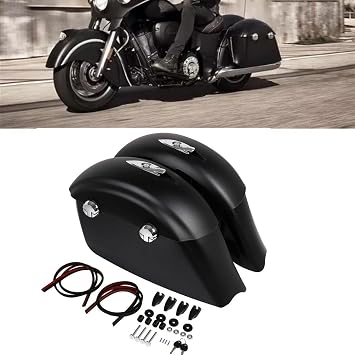 XFMT Motorcycle Matte Black Hard Saddlebags W/Electronic Latch Solid Lids For Indian 15-25 Roadmaster 16-25 Springfield 14-18 Chieftain