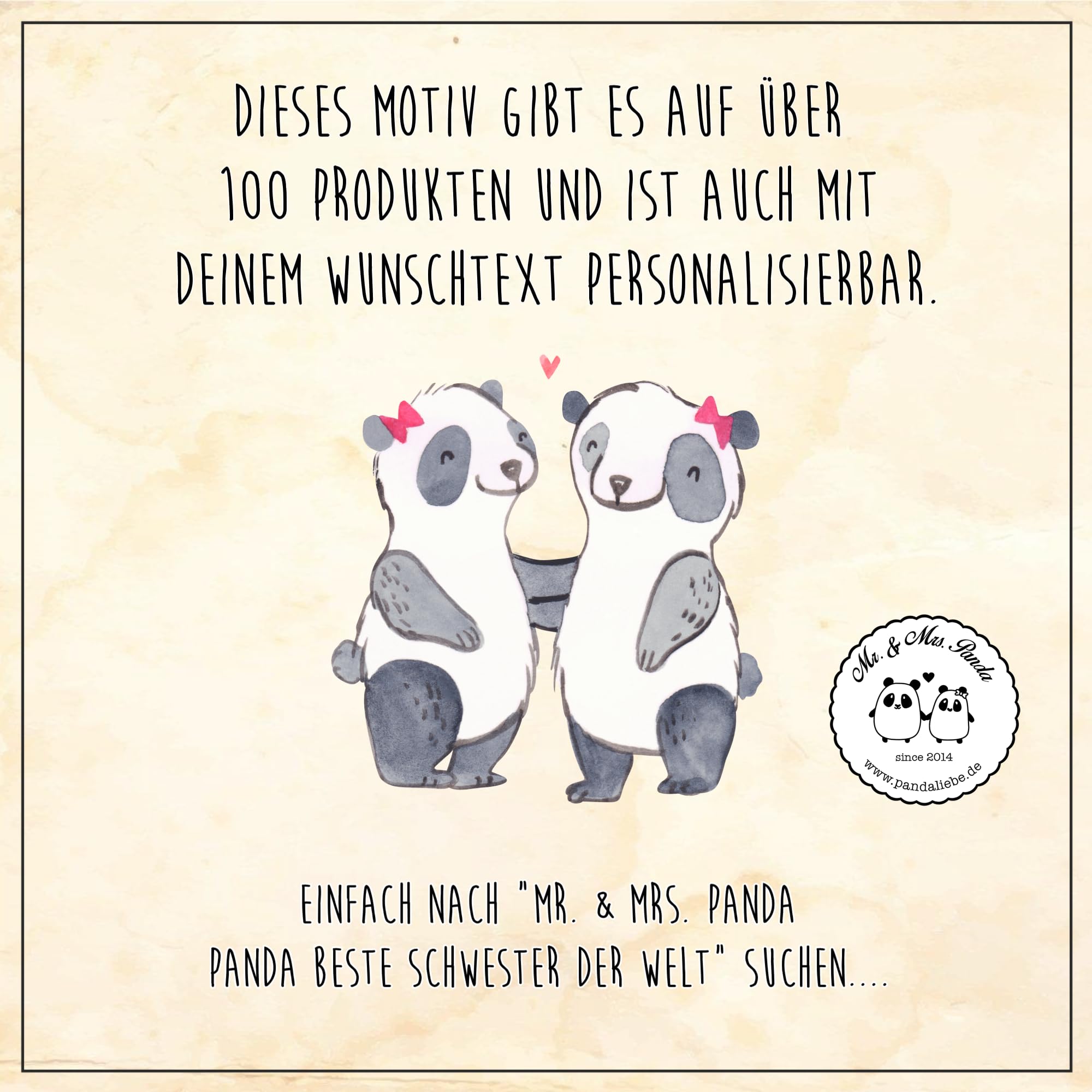 Mr. & Mrs. Panda Fussmatte personalisiert Panda Beste Schwester der Welt 40 x 60 cm - Personalisierte Geschenke, Geschenk, mit Namen, Fußmatte, Kinder, Geschenkidee, Liebe, personalisierbar, Familie