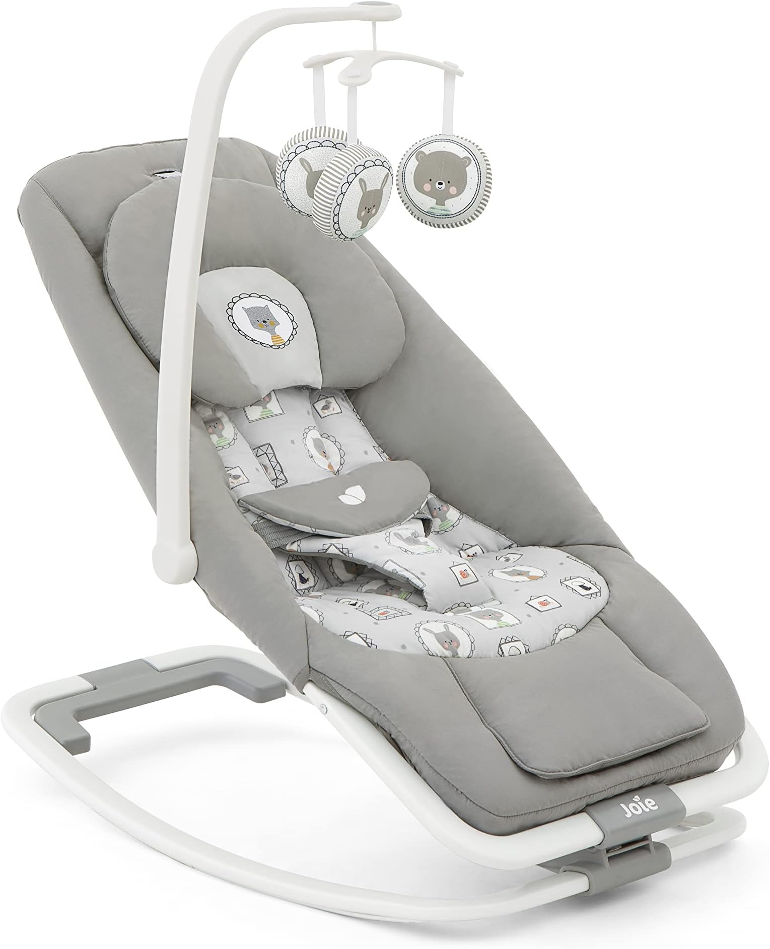 Joie Dreamer Baby Bouncer and Rocker -Soothing Vibrations and Music, Lightweight with 3 Position Reclining Seat, 2 Position Adjustable Leg & 3-point Harness System (Birth to 9 kg; Chair: 9kg to 15 kg)