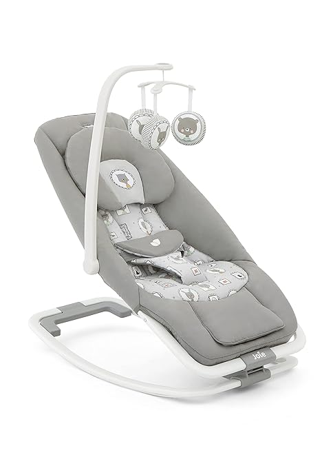 Joie Dreamer Baby Bouncer and Rocker -Soothing Vibrations and Music, Lightweight with 3 Position Reclining Seat, 2 Position Adjustable Leg & 3-point Harness System (Birth to 9 kg; Chair: 9kg to 15 kg)