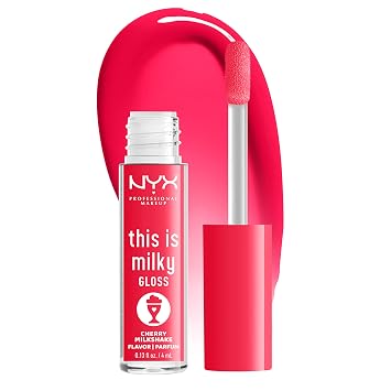 NYX PROFESSIONAL MAKEUP This Is Milky Gloss, Lip Gloss with 12 Hour Hydration, Vegan - Cherry Milkshake Cherry Pink